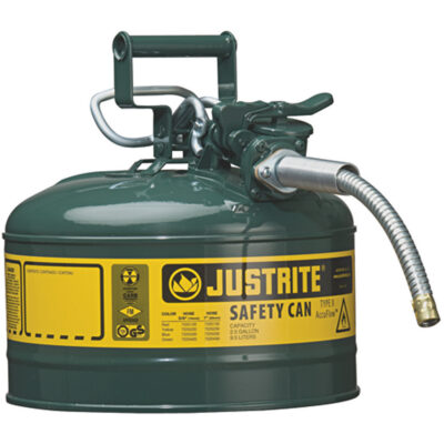 Bidons sécuritaires AccuFlowMC, Type II, Acier, 2,5 gal. US, Vert, Homologué FM/Listé UL/ULC