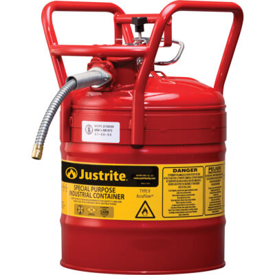 Bidons sécuritaires D.O.T. de AccuFlowMC, Type II, Acier, 5 gal. US, Rouge, Homologué FM