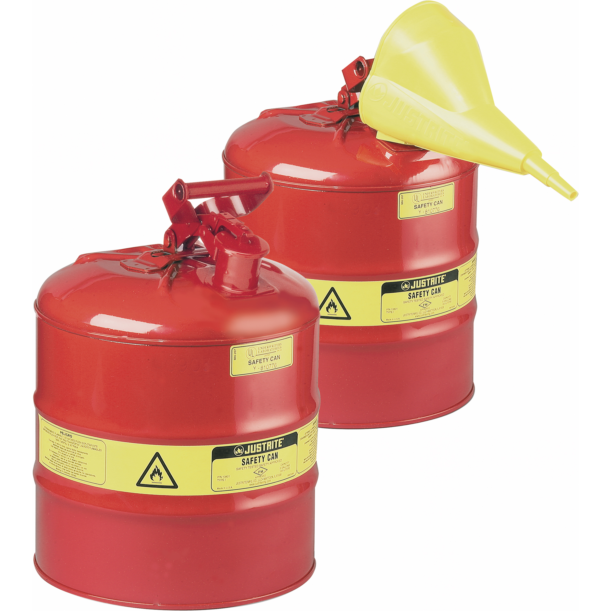 Bidons sécuritaires, Type I, Acier, 0,25 gal. US, Rouge, Homologué FM/Listé UL/ULC