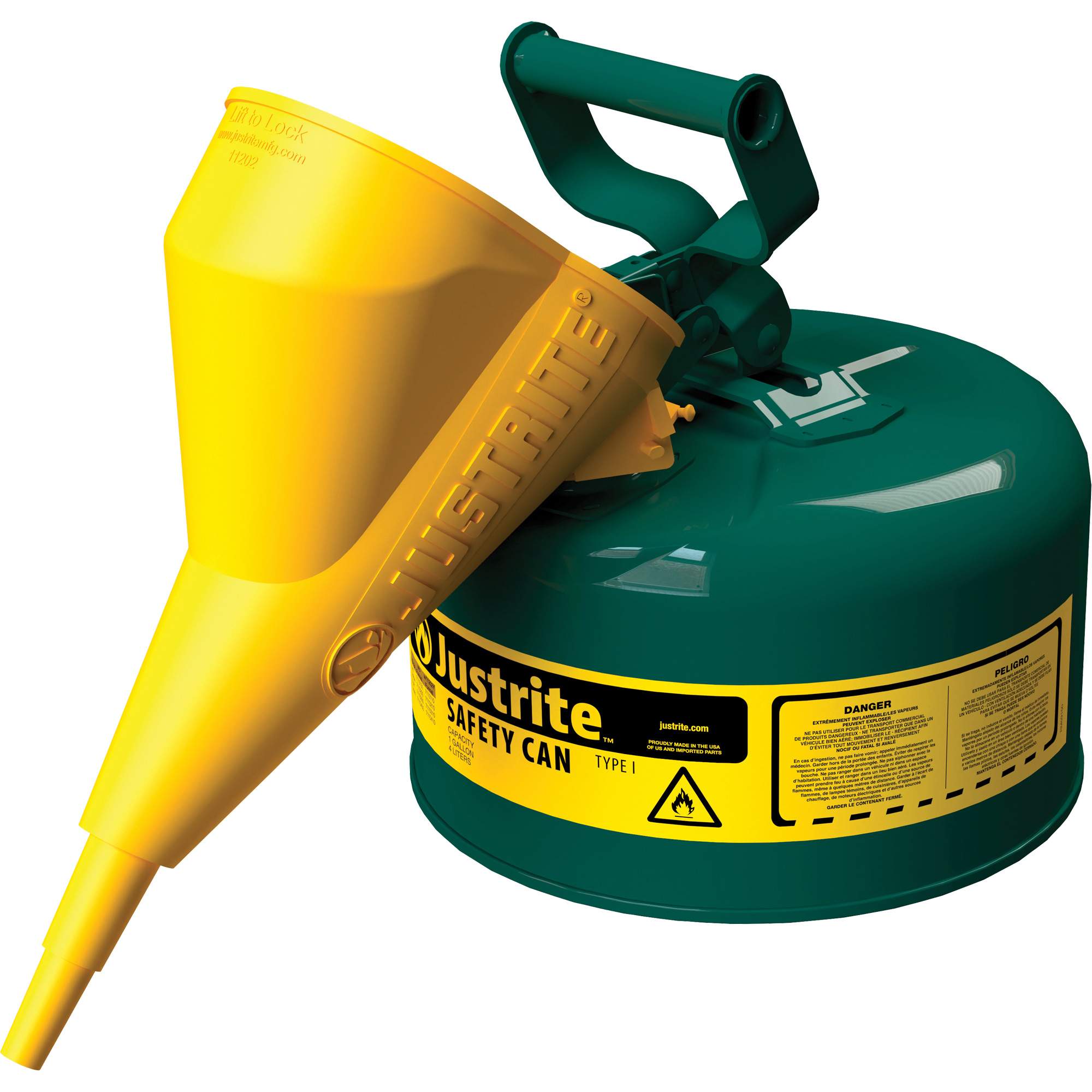 Bidons sécuritaires, Type I, Acier, 1 gal. US, Vert, Homologué FM/Listé UL/ULC