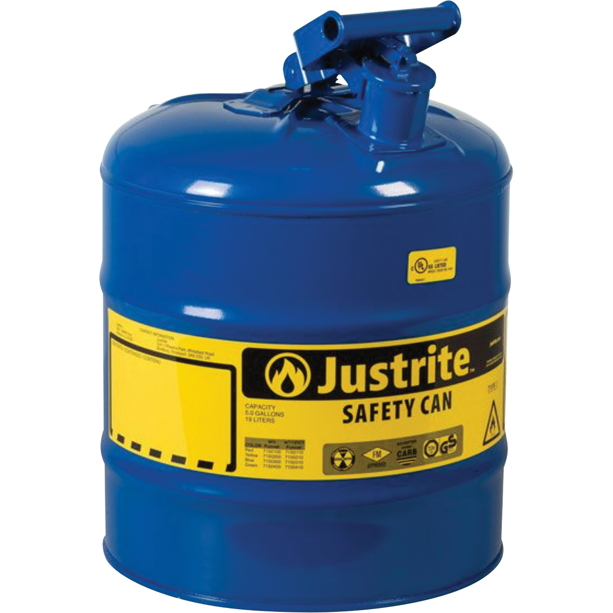 Bidons sécuritaires, Type I, Acier, 5 gal. US, Bleu, Homologué FM/Listé UL/ULC