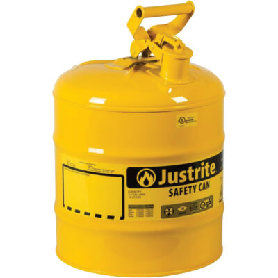 Bidons sécuritaires, Type I, Acier, 5 gal. US, Jaune, Homologué FM/Listé UL/ULC