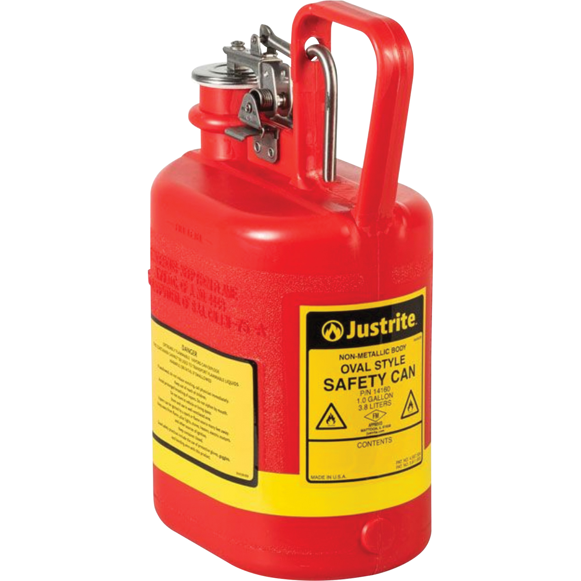 Bidons sécuritaires, Type I, Polyéthylène, 1 gal. US, Rouge, Homologué FM