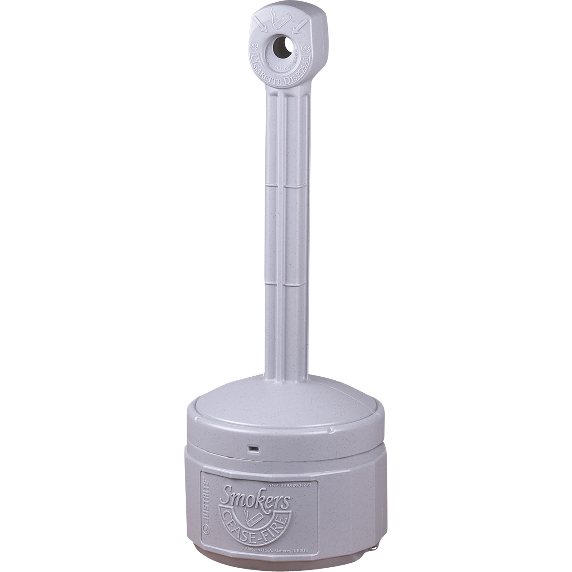 Cendriers Smoker's Cease-FireMD, Sur pied, Plastique, Capacité 1 gal. US, Hauteur 30"