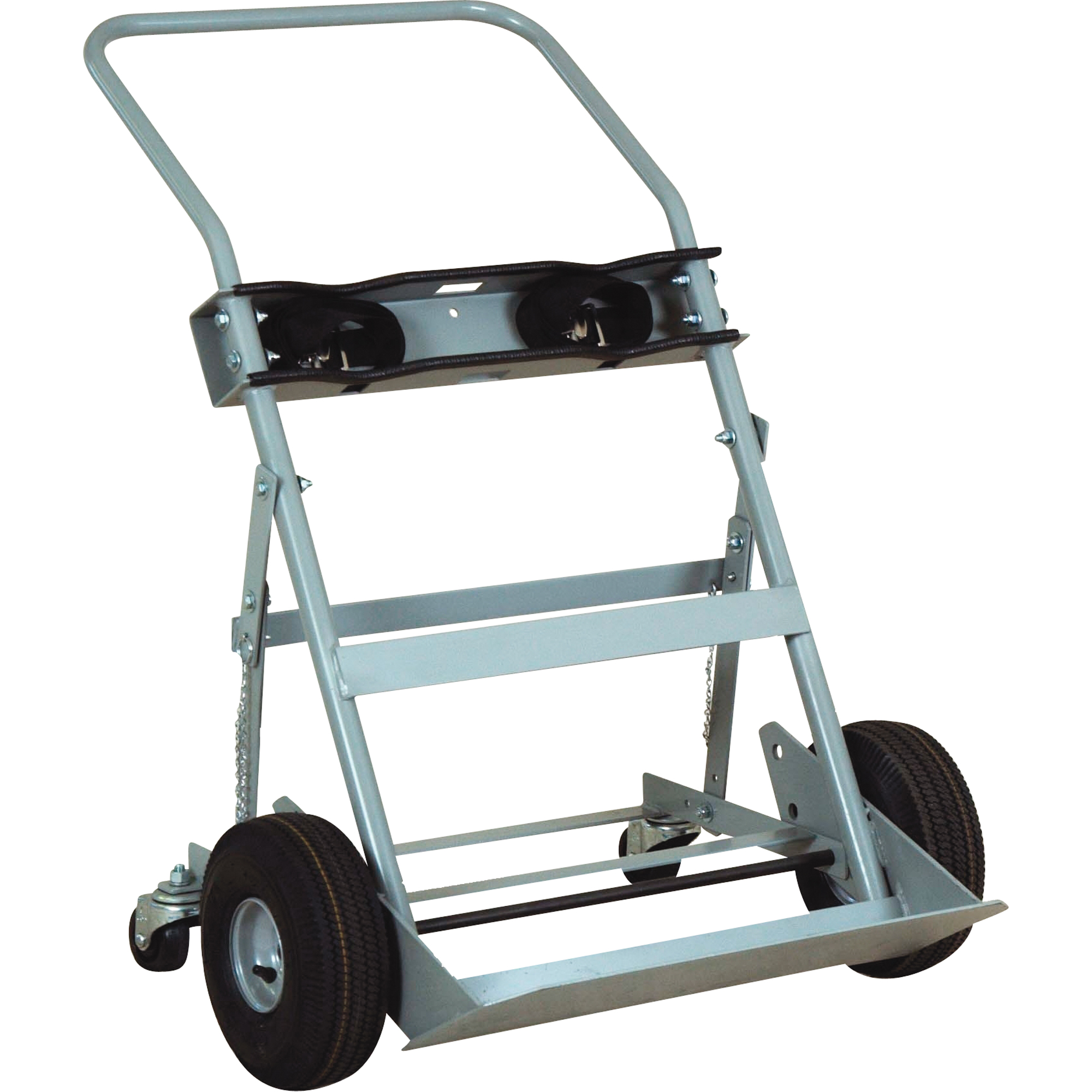 Chariots à quatre roues pour bouteilles, Roues Pneumatique, Base de 28" la x 6" lo, 1000 lb