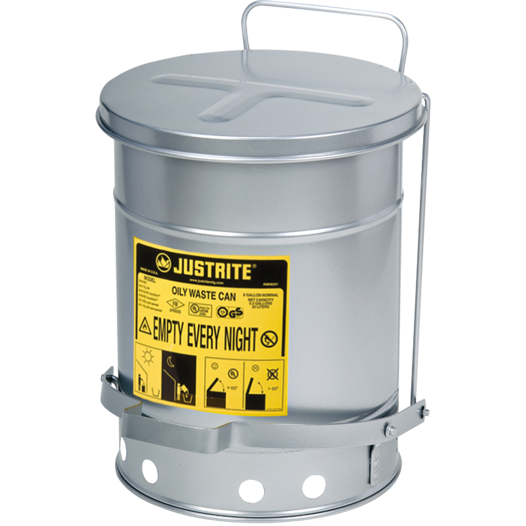 Contenants pour déchets huileux, Homologué FM/Listé UL, 14 gal. US, Argent