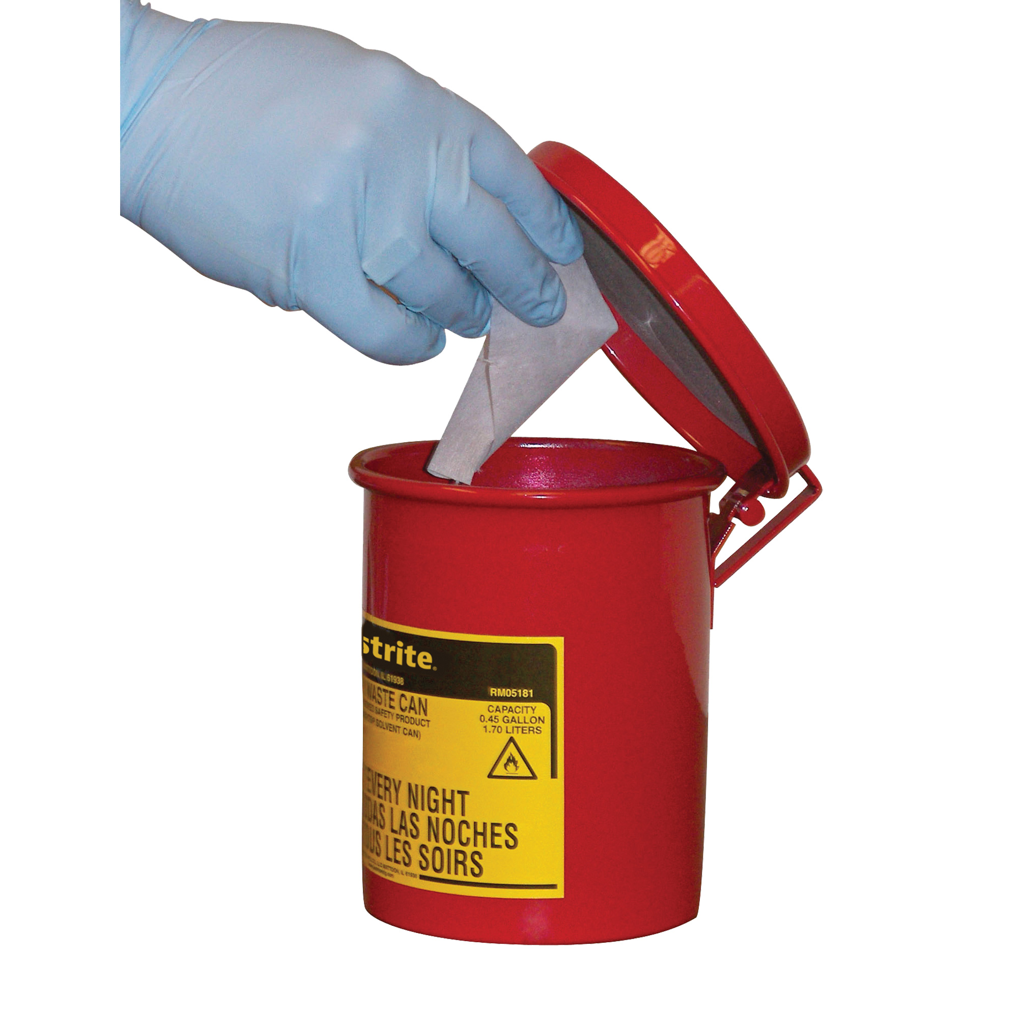 Mini bidons pour déchets huileux pour dessus d'établi, Homologué FM, 0,45 gal. US, Rouge – Image 2