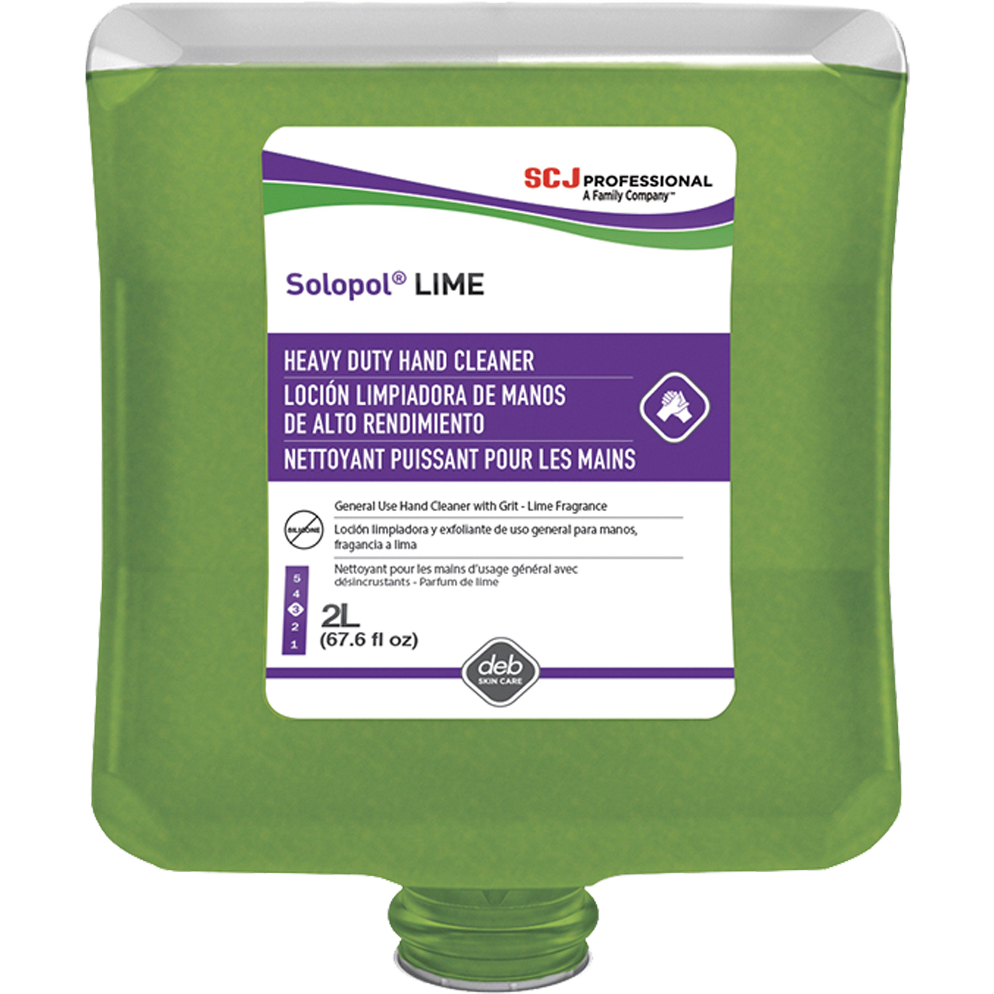 Savon de puissance moyenne pour les mains SolopolMD, Pierre ponce, 2 L, Cartouche en plastique, Lime