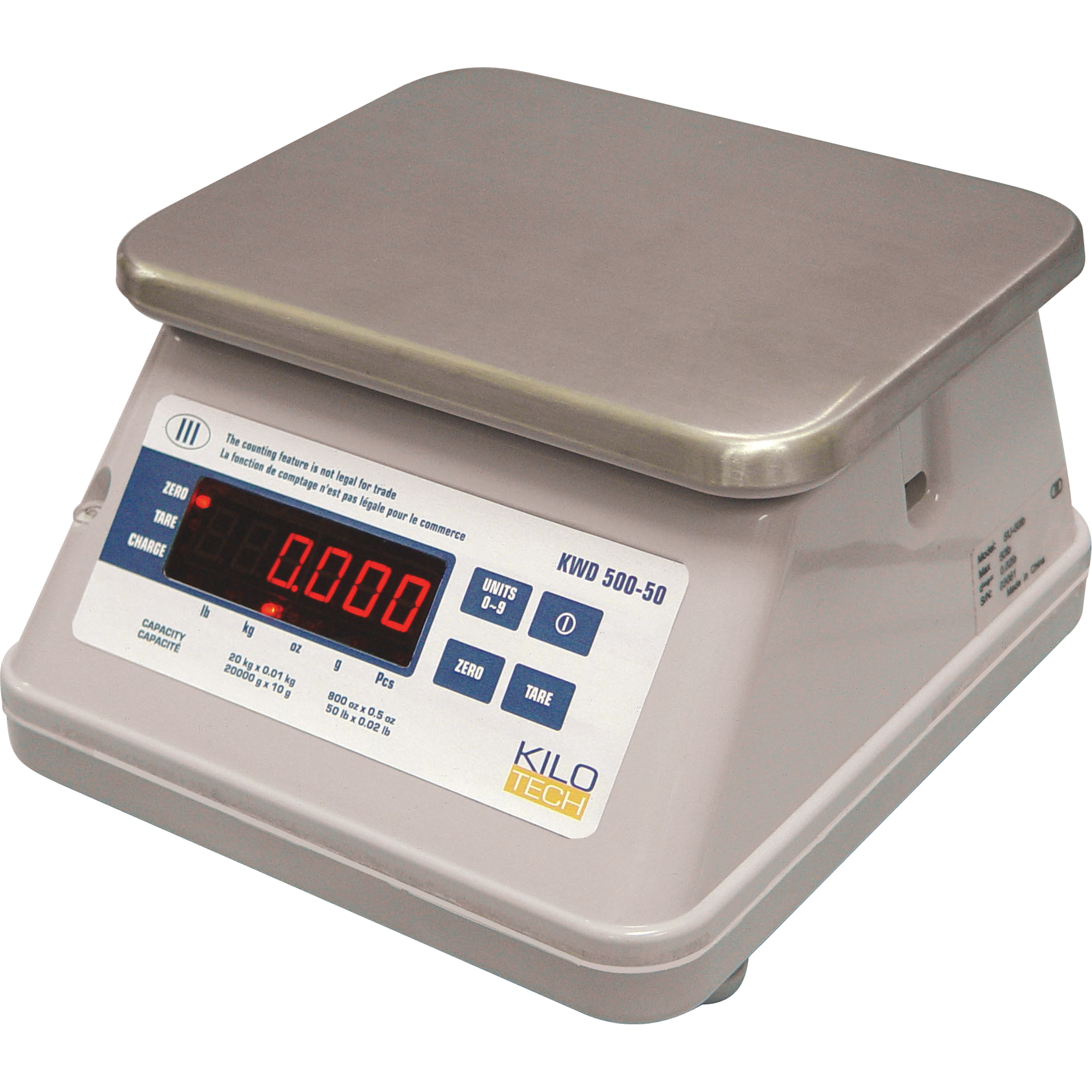 Balance d'établi numérique à double affichage, Capacité 11 lb, Graduations 0,005 lb / 0,002 kg