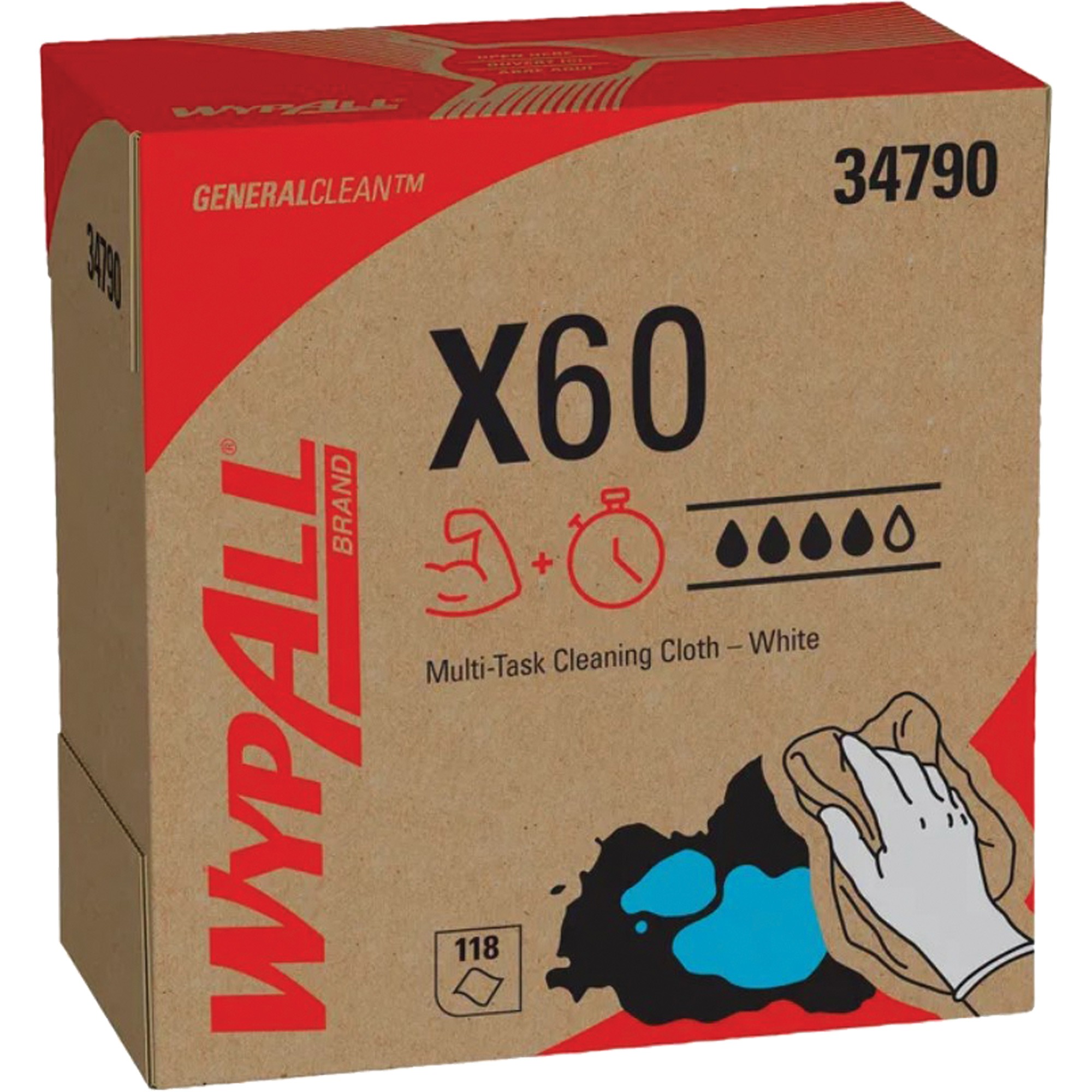 Chiffons X60 WypAllMD, Tout usage, 16-3/4" lo x 8-3/8" la