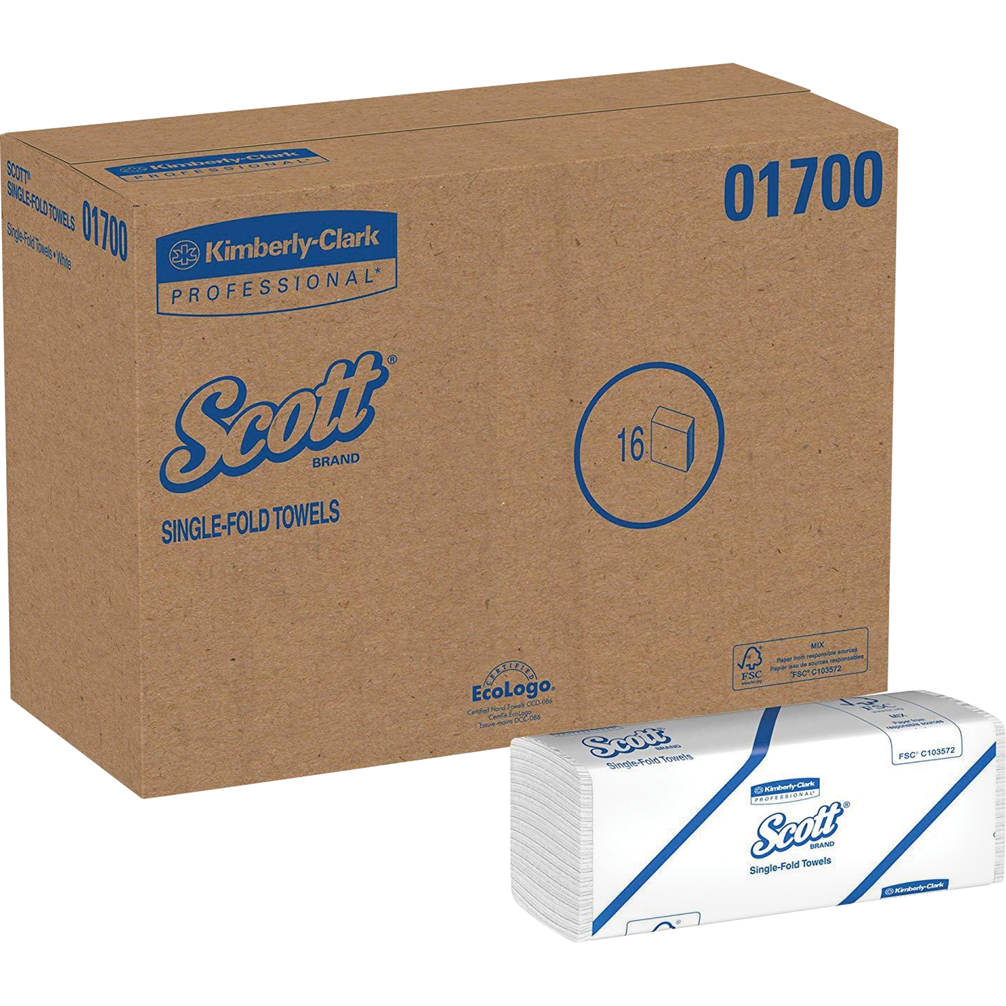 Essuie-mains ScottMD à pli simple, 1 pli, 10-1/2" lo x 9-3/10" la, 250 /pqt