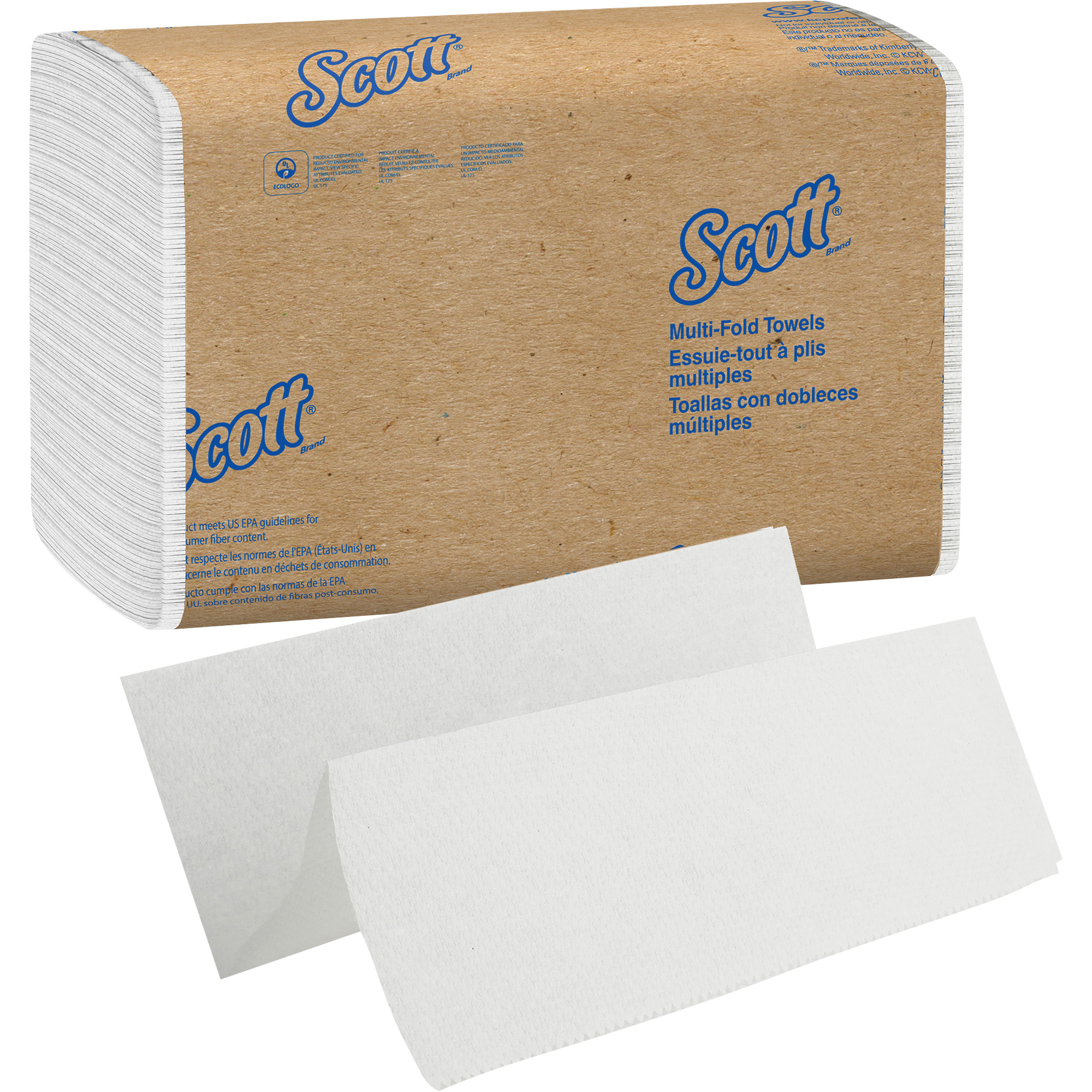 Essuie-tout à couches multiples Essential ScottMD, 1 pli, 9-2/5" lo x 9-1/5" la, 250 /pqt