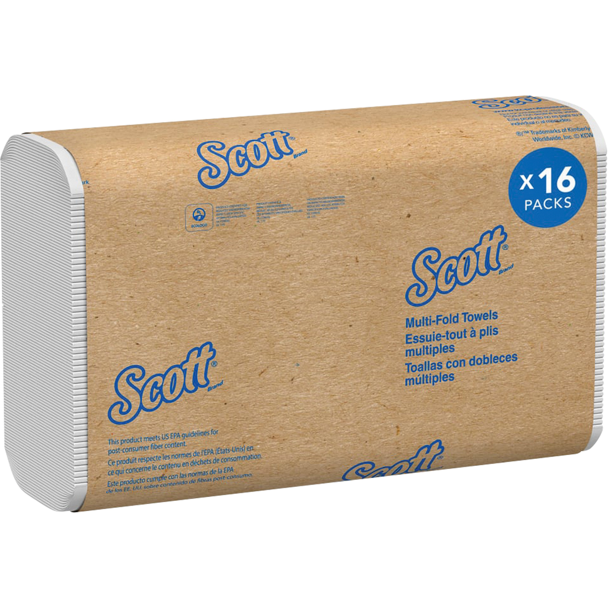 Essuie-tout à plis multiples en fibres recyclées à 100 % ScottMD, 1 pli, 9-2/5" lo x 9-1/5" la, 250 /pqt