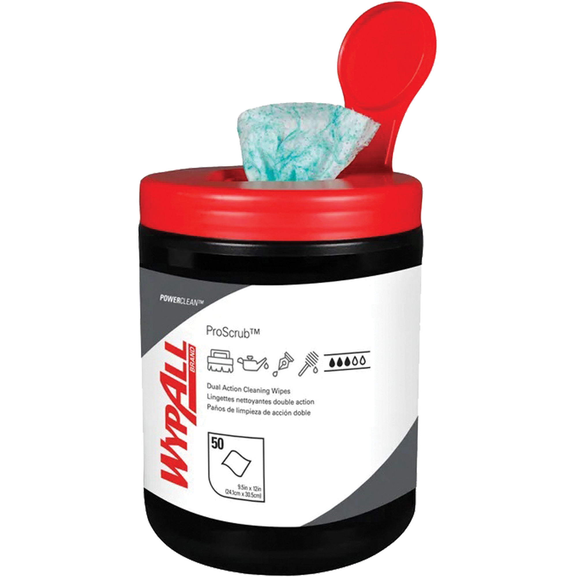 Lingettes nettoyantes à double action WypallMD, 50 lingettes, 12" x 10-1/2"