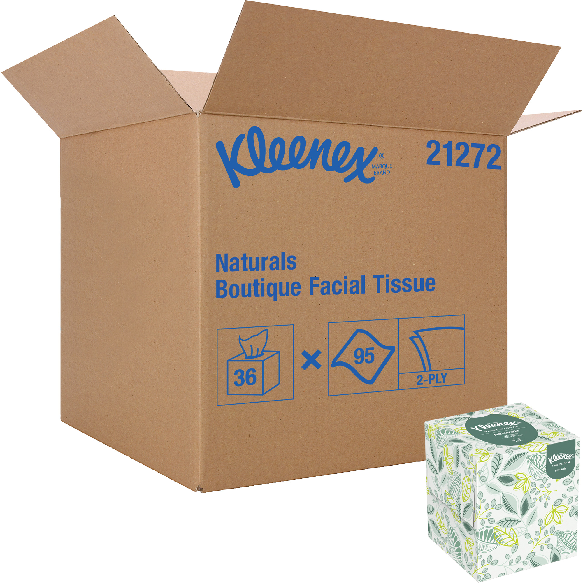 Papiers-mouchoirs Naturals Boutique* de KleenexMD, 2 pli, 7,8" lo x 8,3" la, 95 feuilles/boîte