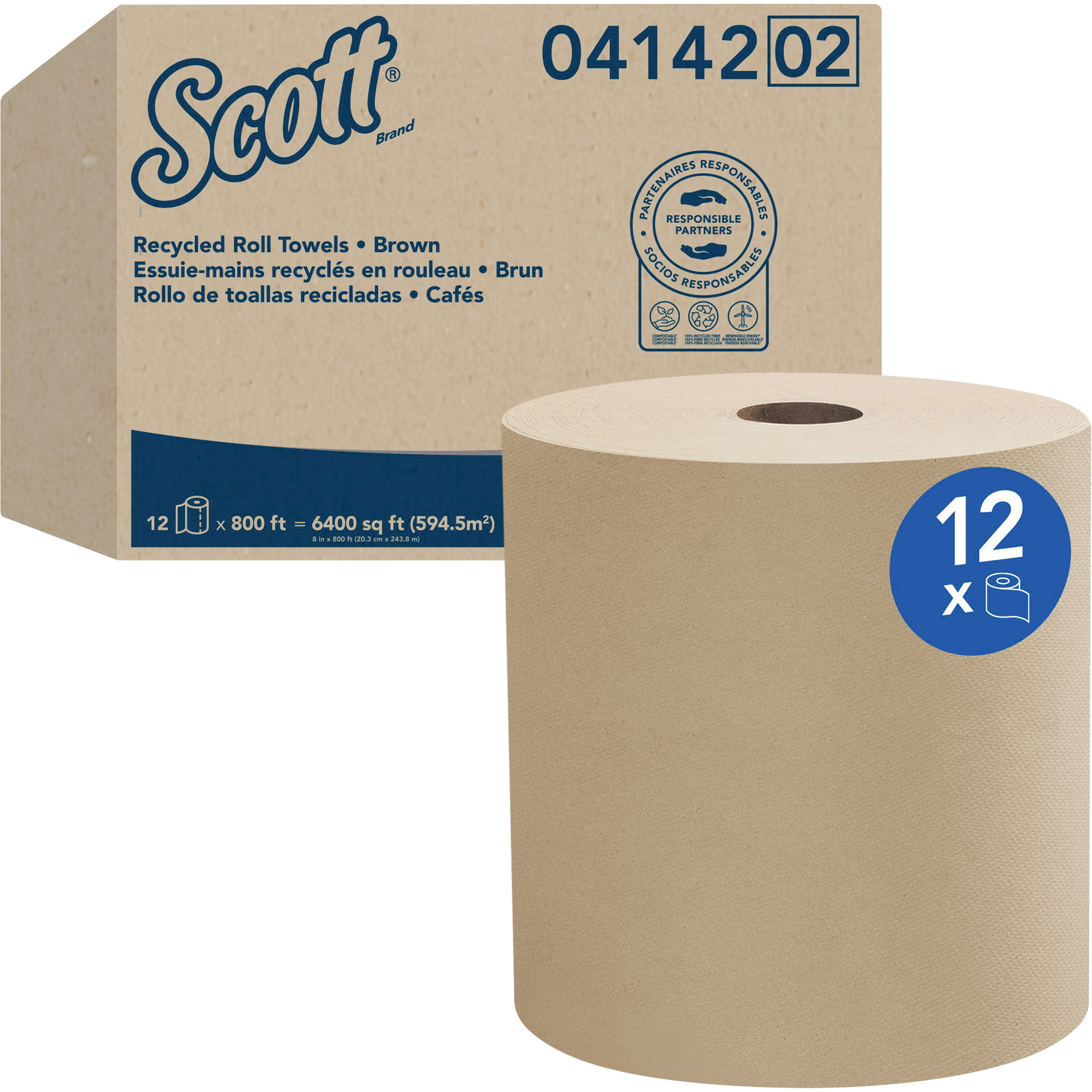 Serviettes en rouleaux durs Universel MC de ScottMD, 1 pli, Standard, 800' lo