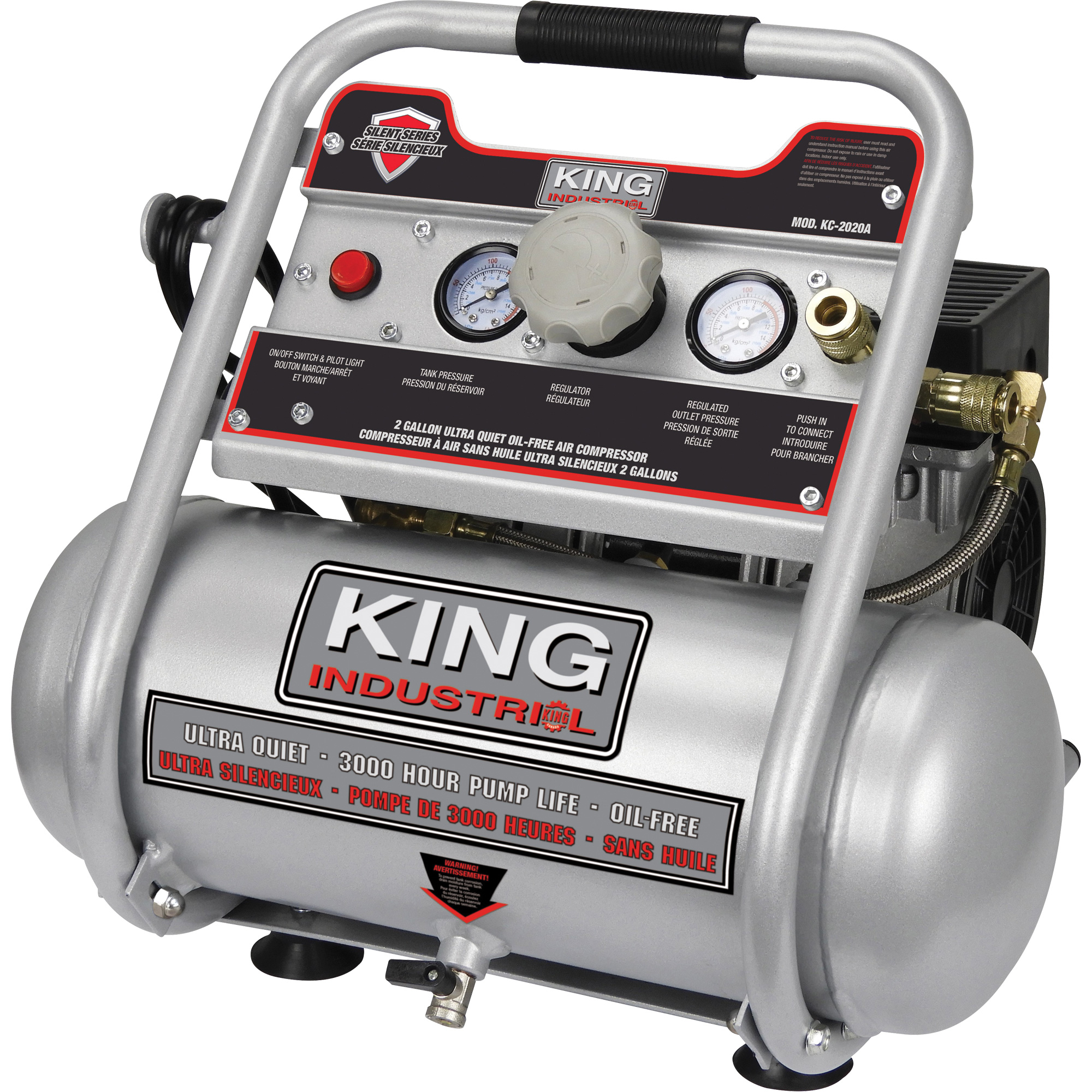 Compresseur à air sans huile, Électrique, 2 gal. (2,4 gal. US), 125 PSI, 120/1 V