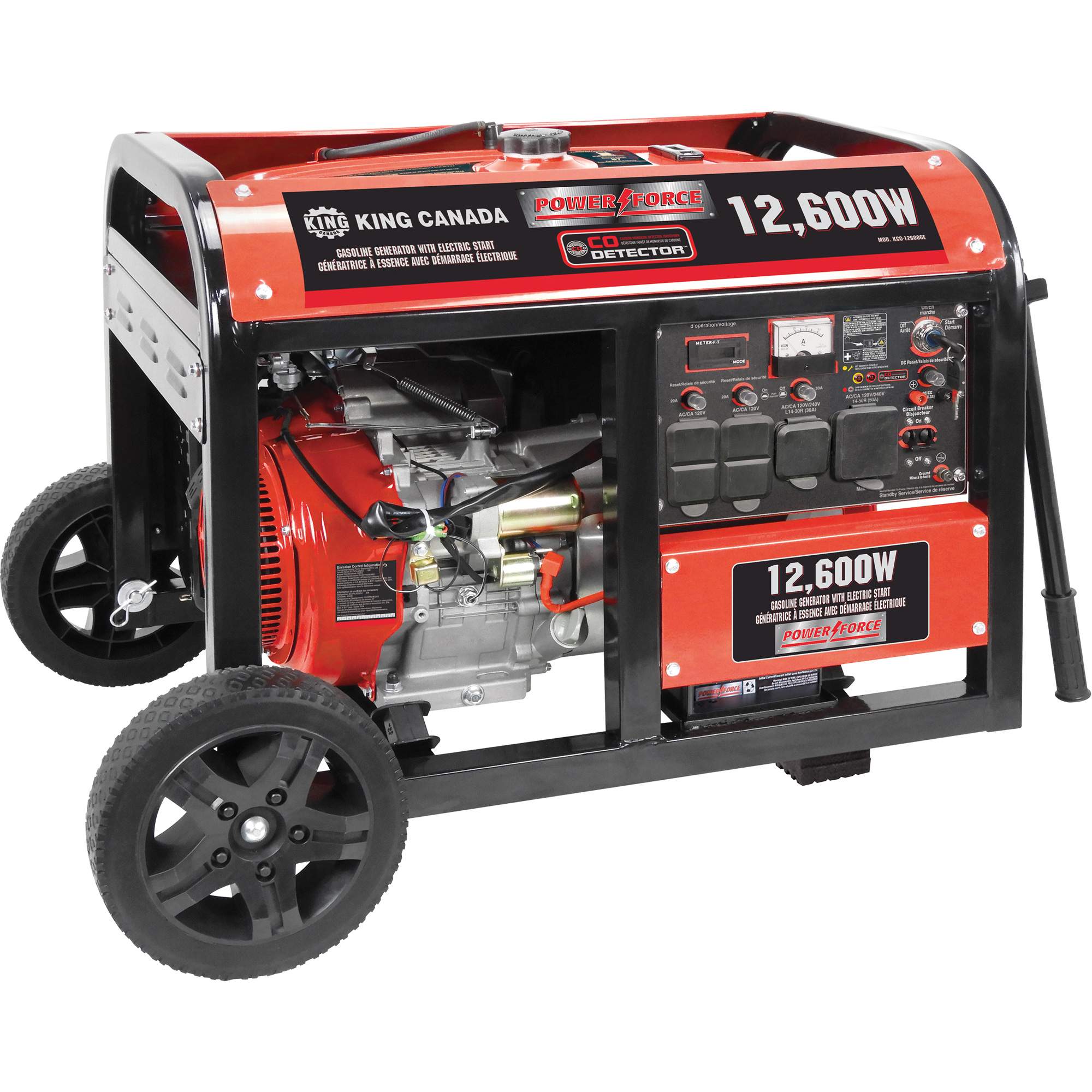 Génératrice à essence à démarreur électrique, 12600 W de surtension, 9000 W nominale, 120 V/240 V, Réservoir de 31 L