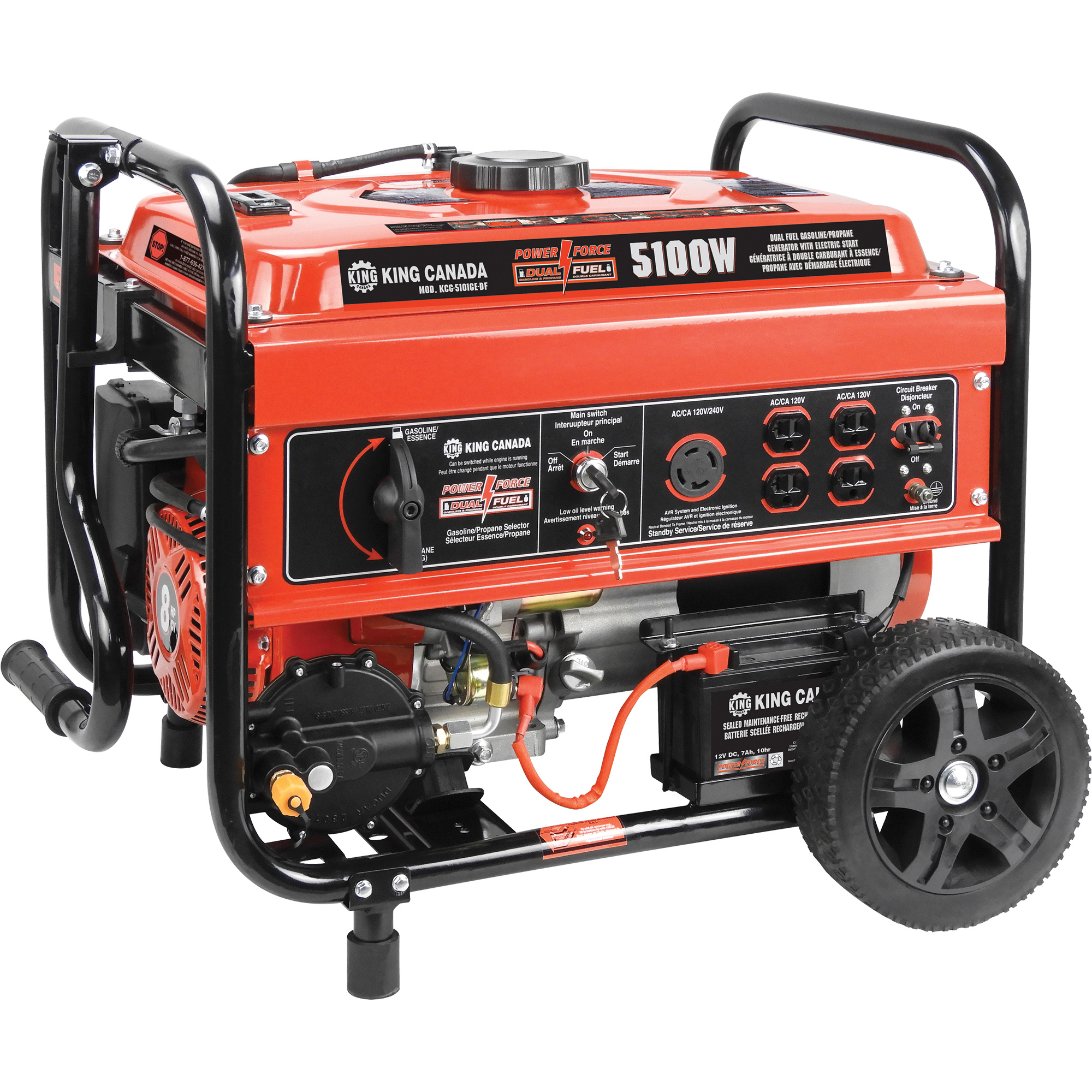 Génératrice à essence/au propane à démarreur électrique