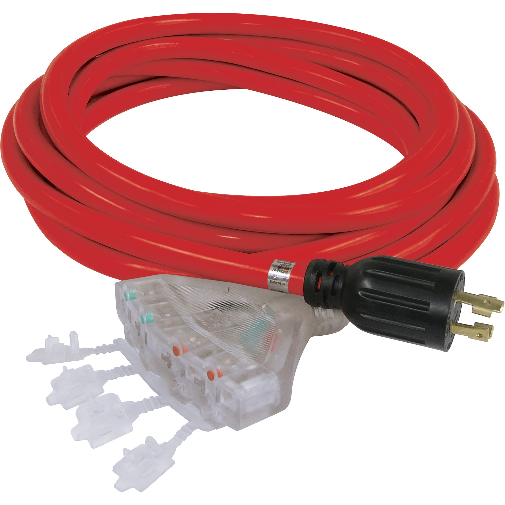 Rallonge pour génératrice à quatre prises, STW, AWG 10, 20 A, 4 prise(s), 25'