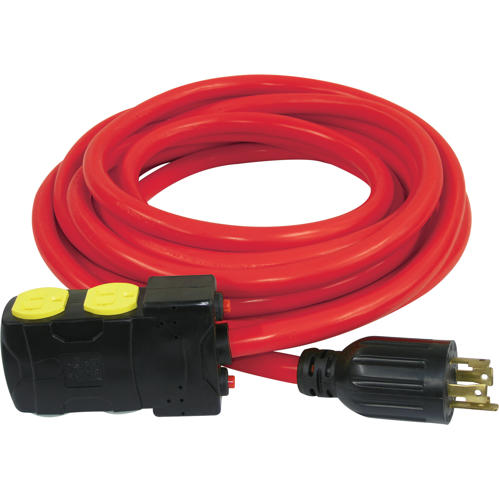 Rallonge pour génératrice avec remises en circuit, SJTW, AWG 10, 20 A, 4 prise(s), 25'
