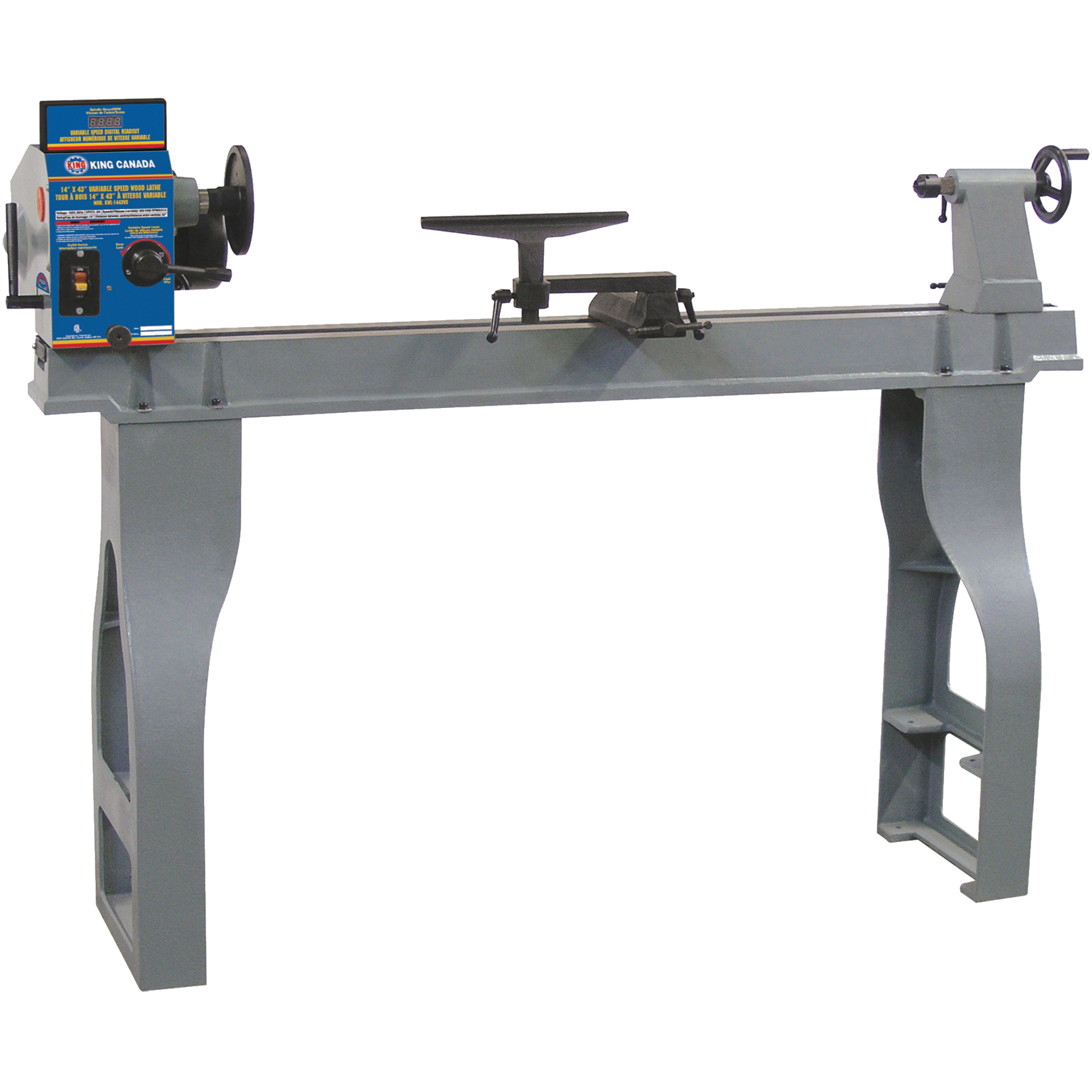 Tours à bois 14" x 43" à vitesse variable & affichage numérique
