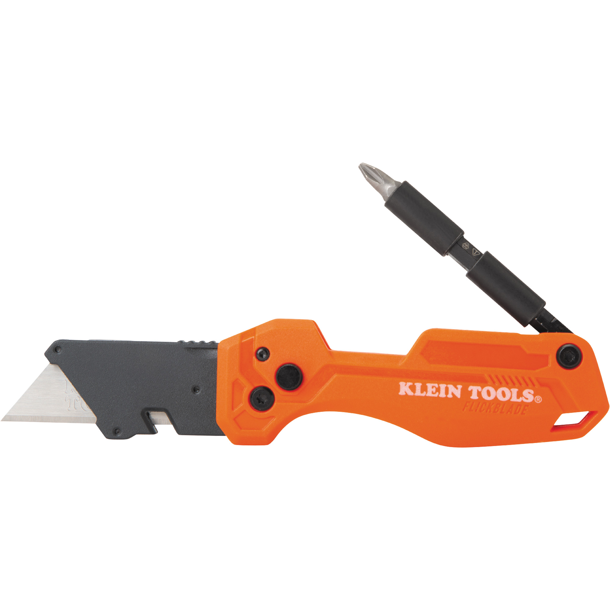 Couteau utilitaire pliant avec tournevis à douille, 1" lame, lame en Acier, poignée en Plastique