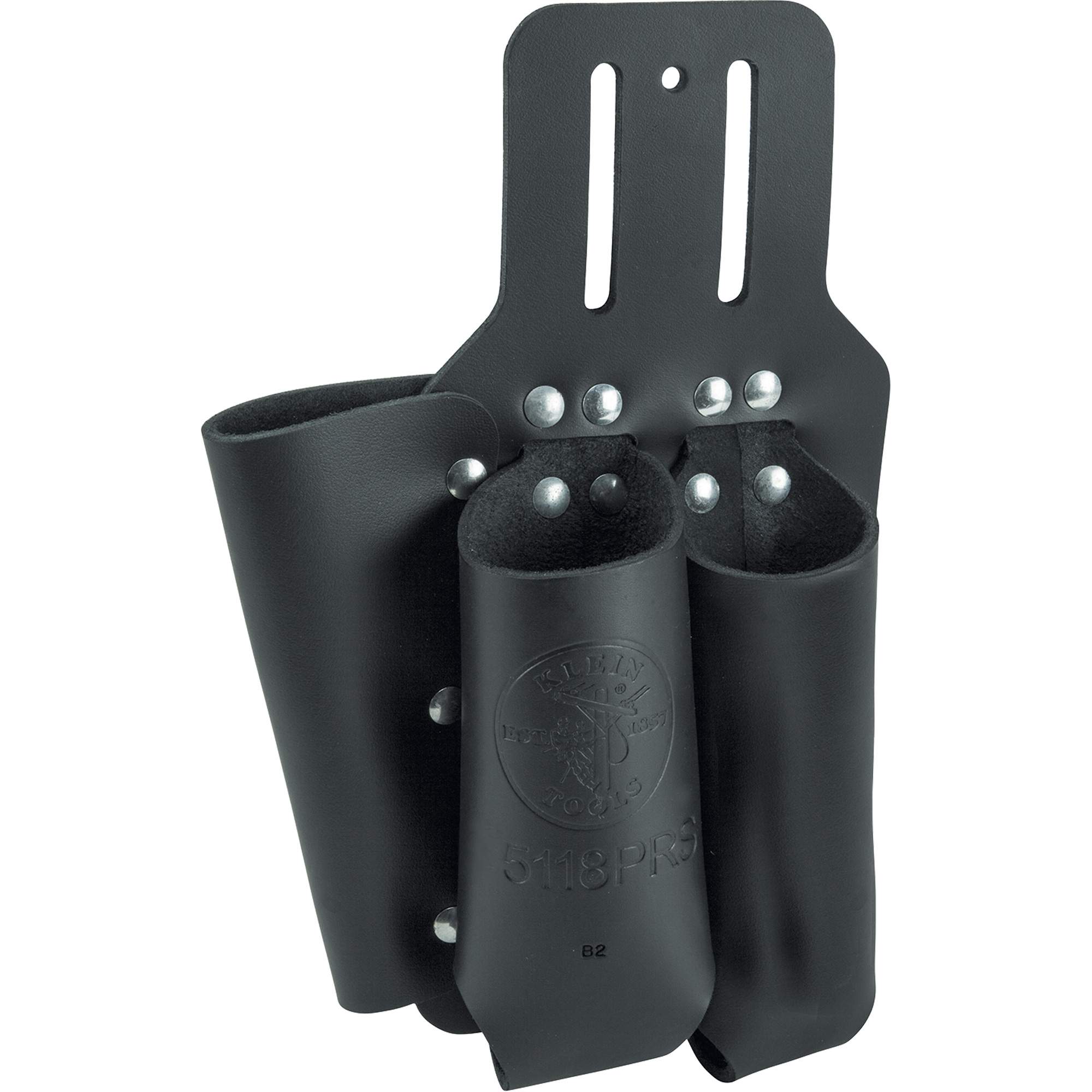 Étui pour pinces, règle & tournevis, Porte-outil multiple, Cuir, 3 Poches