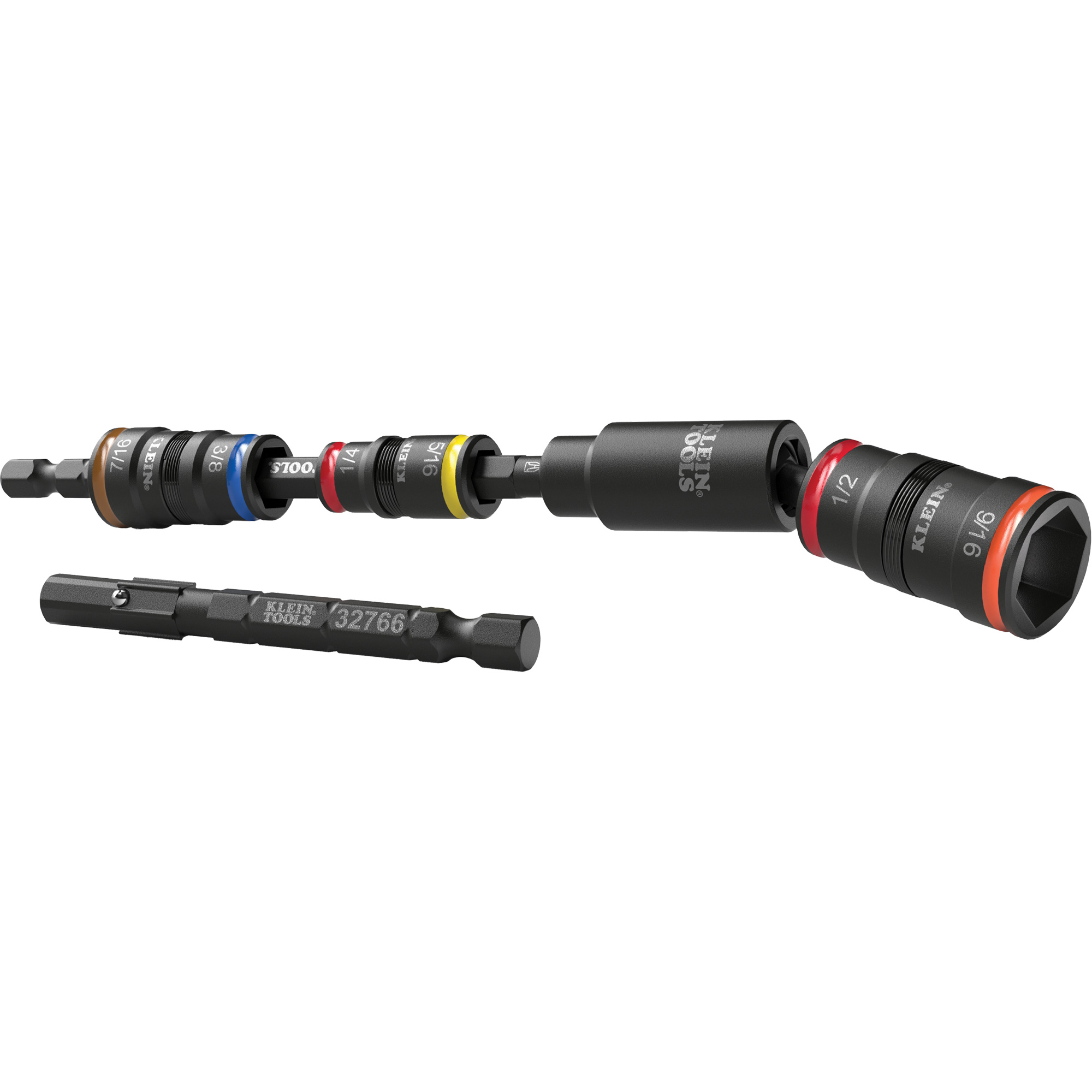 Jeu de douilles réversibles à impact avec adaptateur pivotant, Hexagonale, Prise 1/4", 6 mr