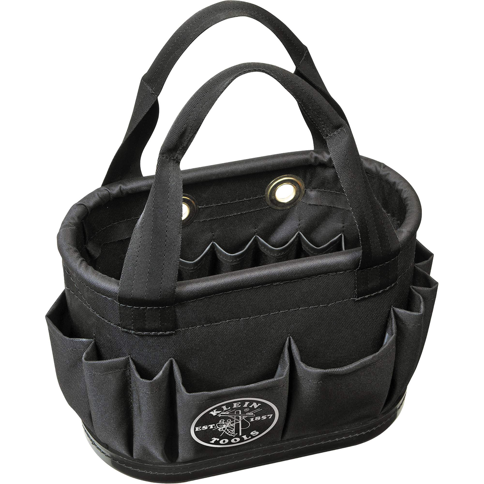 Seau aérien à corps dur avec 29 poches, 14" lo x 10" h, Polyester, Noir