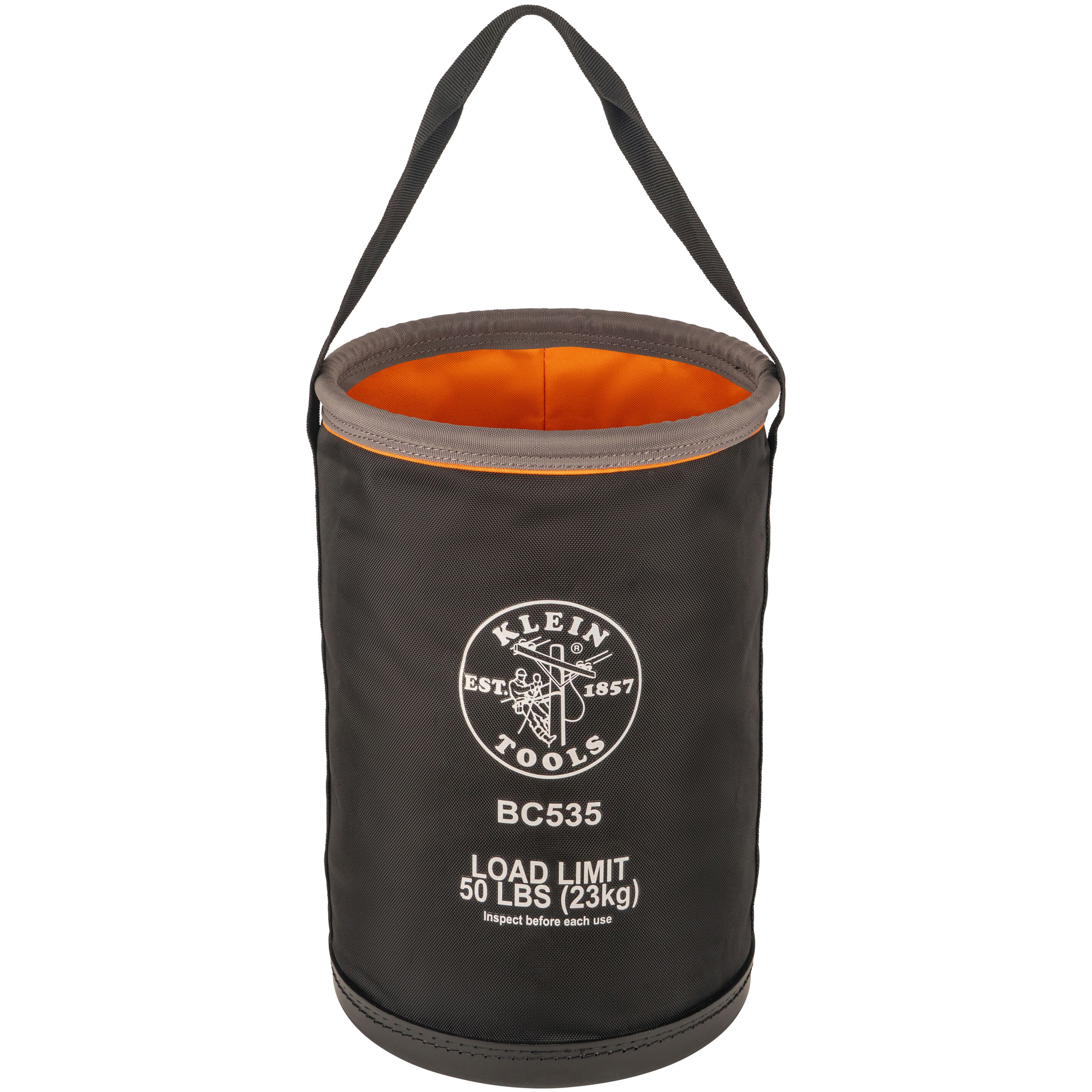 Seau utilitaire droit, 17" lo x 12" la x 4" h, Nylon, Noir/Gris/Orange