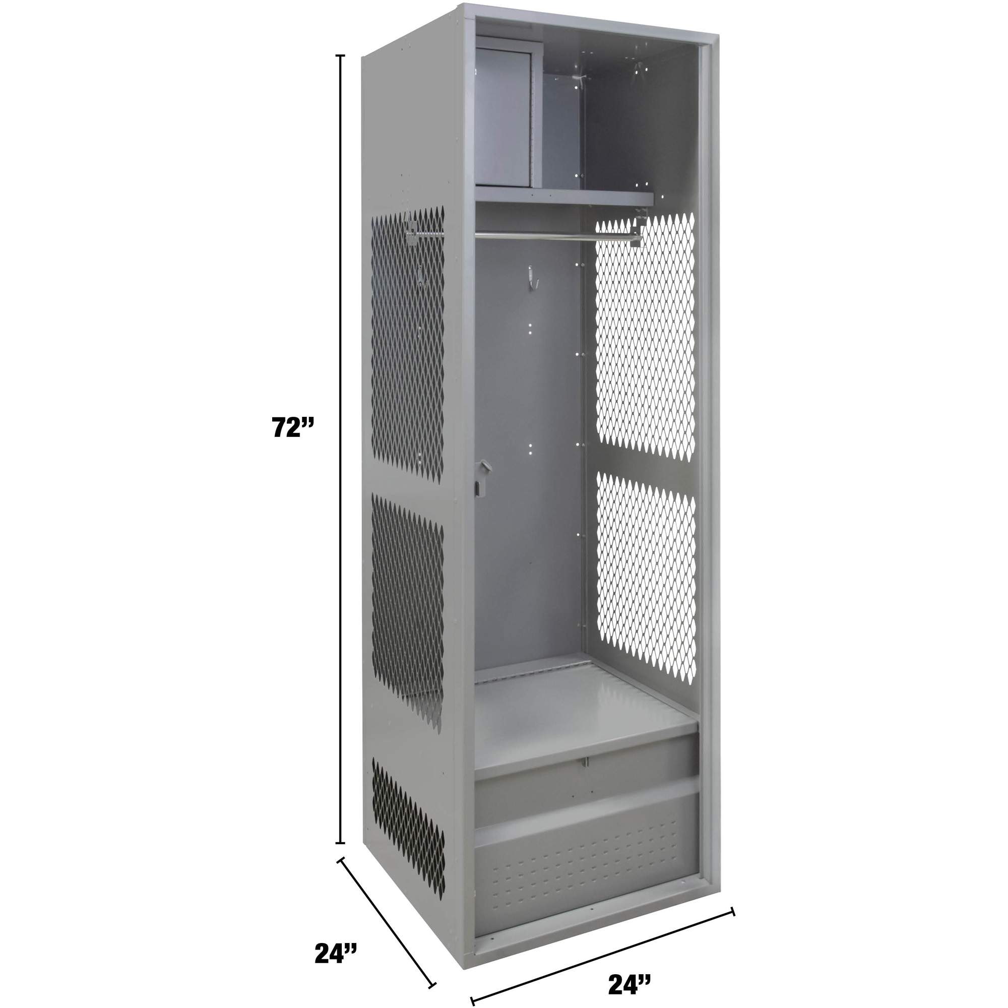 Casier pour équipement, Acier, 24" la x 24" p x 72" h, Gris – Image 5