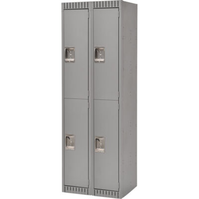 Casiers, 2 niveaux, Bloc de 2, 24" x 18" x 72", Acier, Gris, Rivet (assemblé)