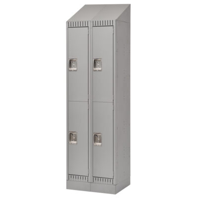 Casiers assemblés, 2 niveaux, Bloc de 2, 24" x 18" x 72", Acier, Gris, Rivet (assemblé)