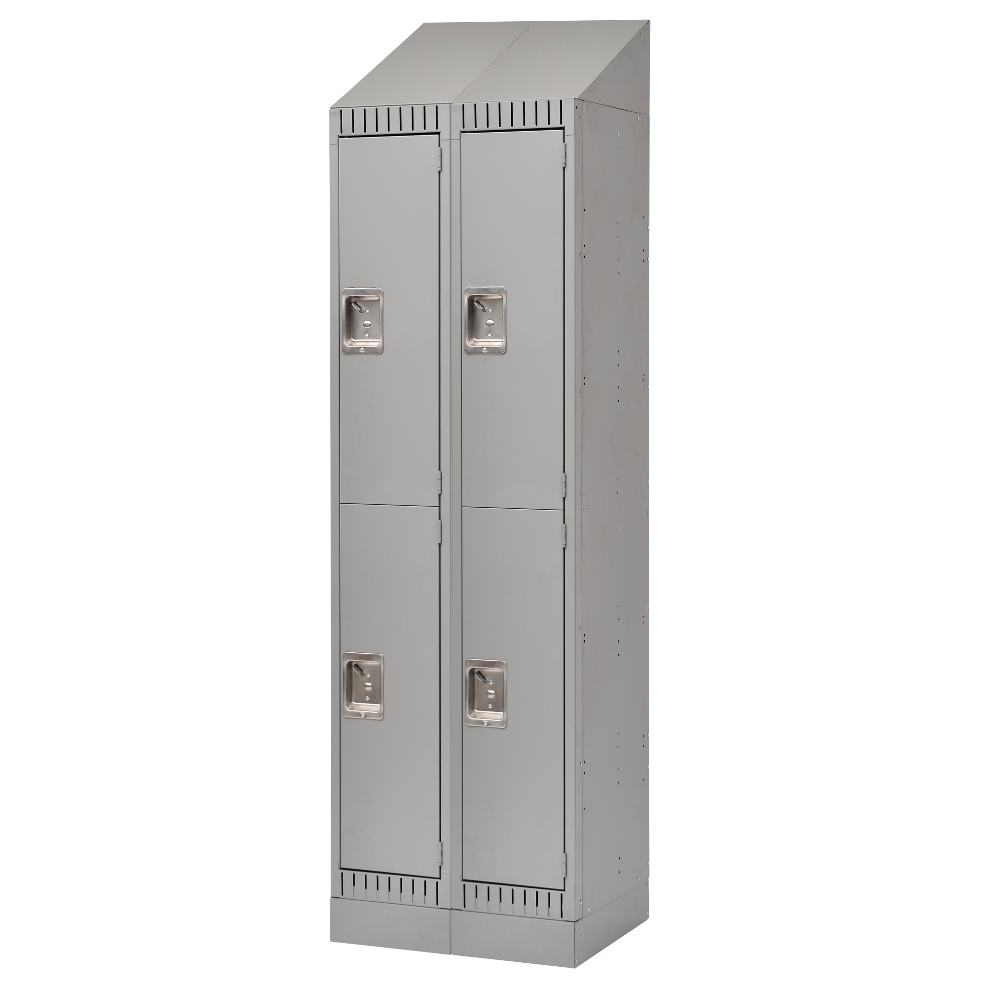 Casiers assemblés, 2 niveaux, Bloc de 2, 24" x 18" x 72", Acier, Gris, Rivet (assemblé)