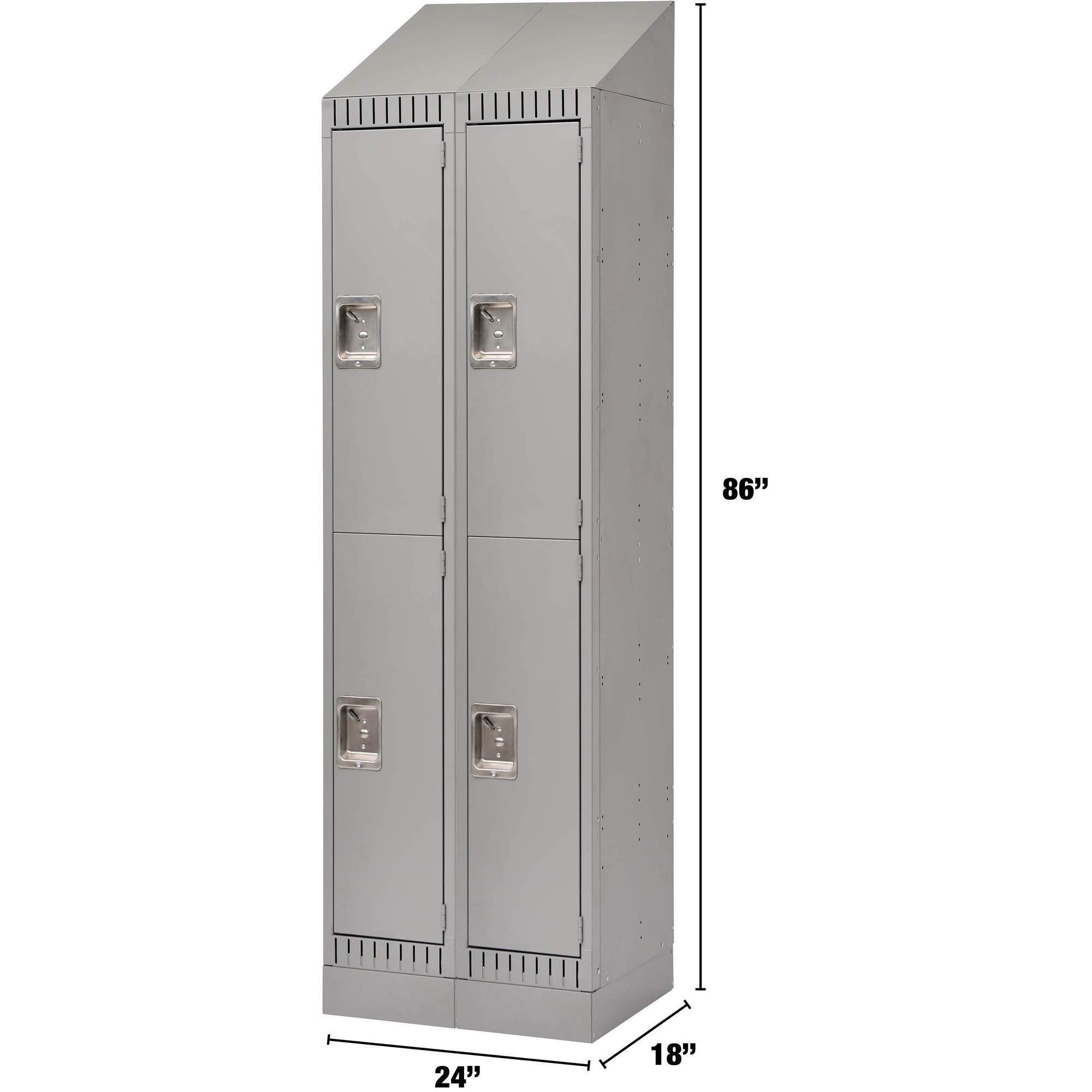Casiers, 2 niveaux, Bloc de 2, 24" x 18" x 86", Acier, Gris, Démonté – Image 2