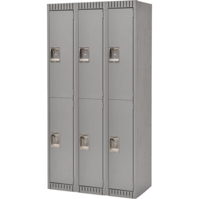 Casiers, 2 niveaux, Bloc de 3, 36" x 18" x 72", Acier, Gris, Démonté