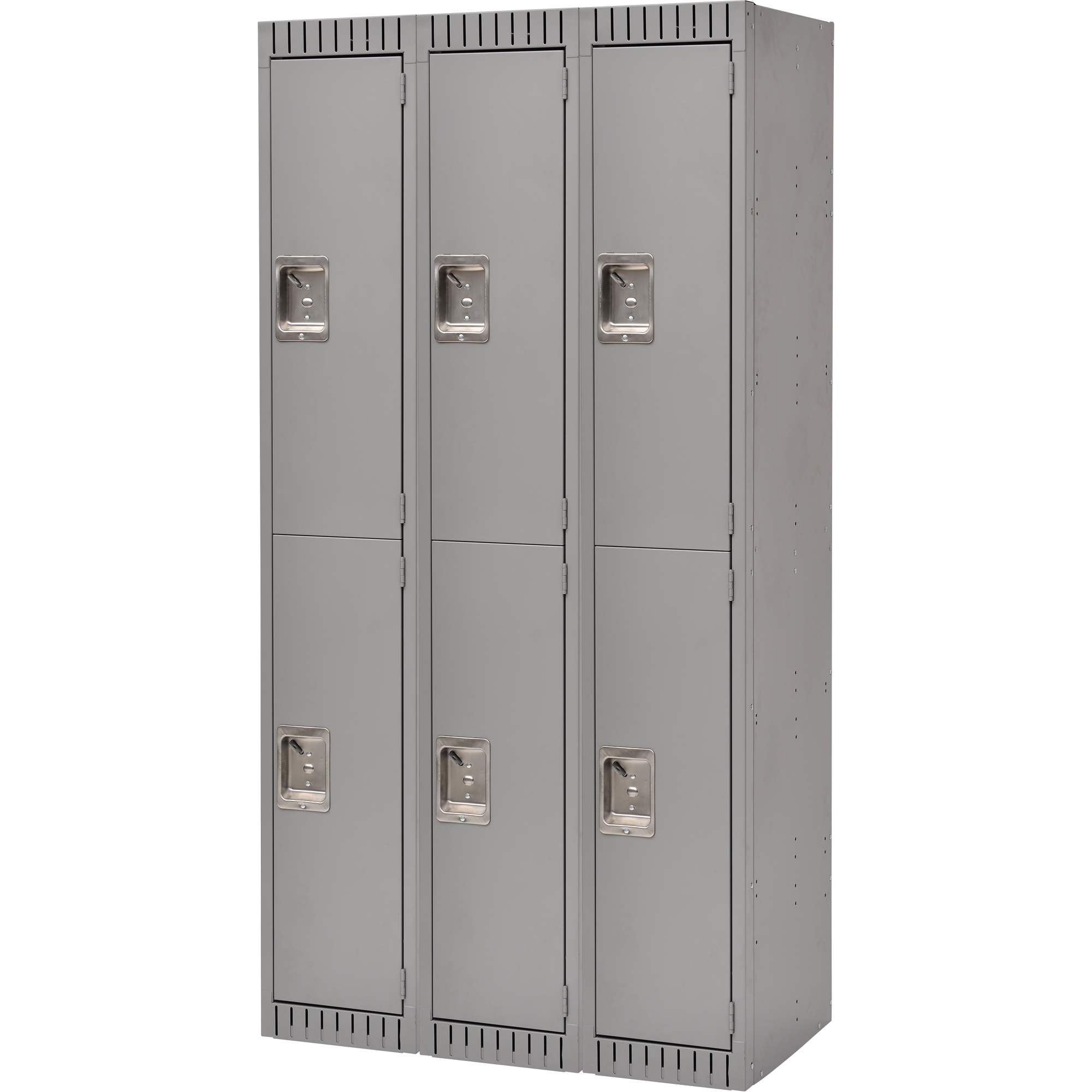 Casiers, 2 niveaux, Bloc de 3, 36" x 18" x 72", Acier, Gris, Démonté