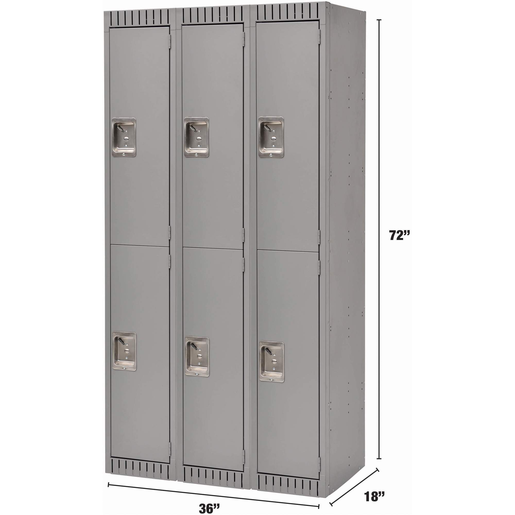 Casiers, 2 niveaux, Bloc de 3, 36" x 18" x 72", Acier, Gris, Démonté – Image 4