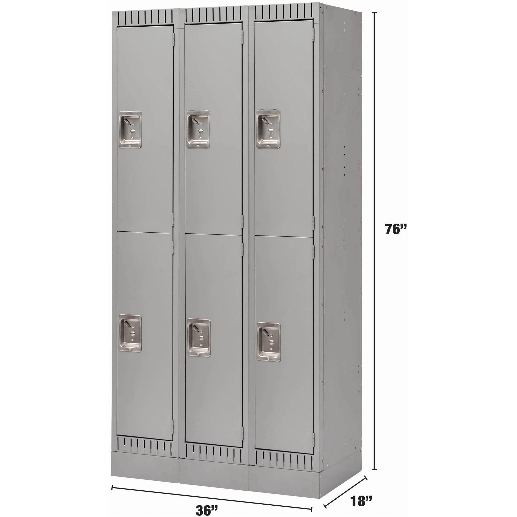 Casiers, 2 niveaux, Bloc de 3, 36" x 18" x 76", Acier, Gris, Démonté – Image 2