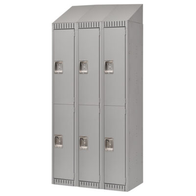 Casiers, 2 niveaux, Bloc de 3, 36" x 18" x 82", Acier, Gris, Démonté