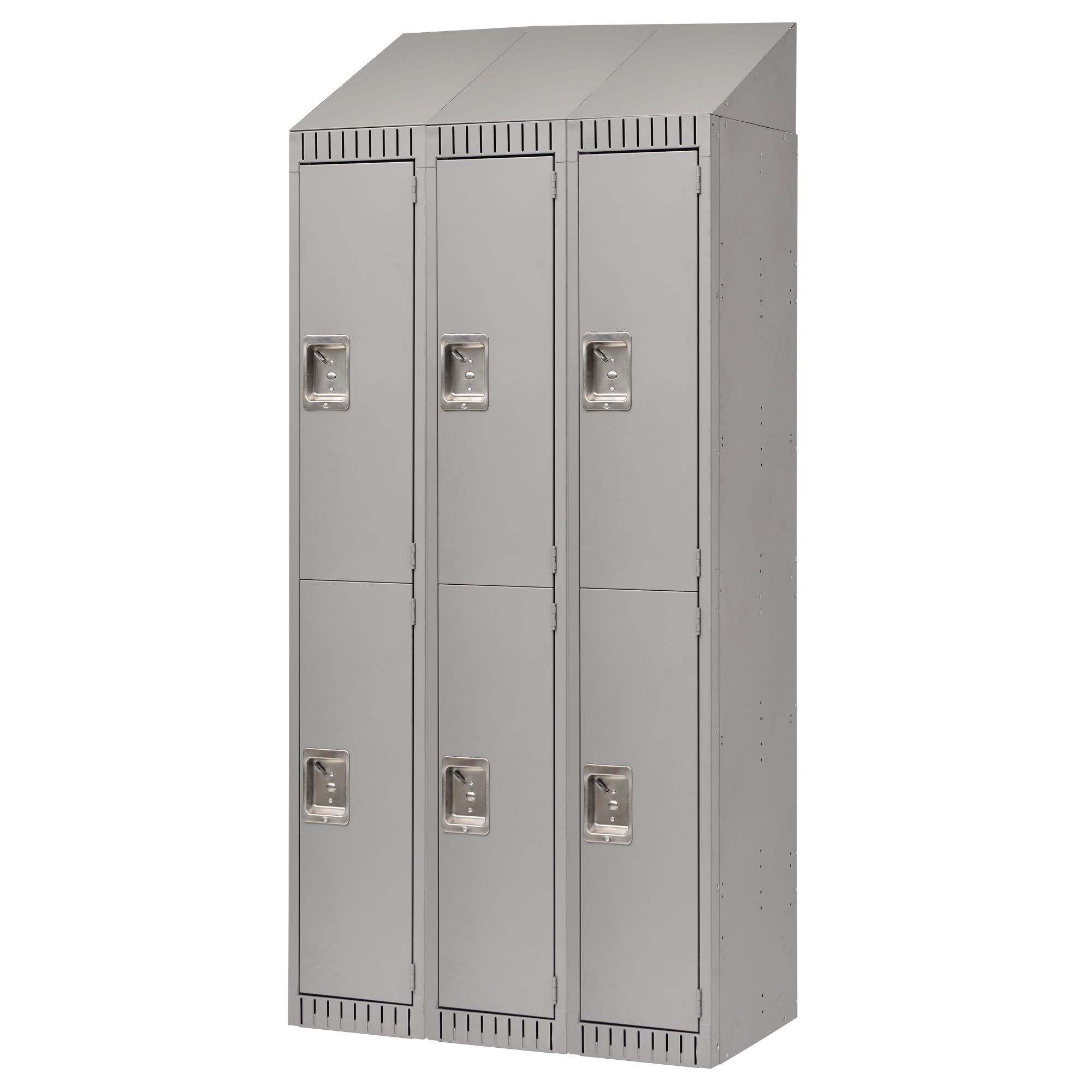 Casiers, 2 niveaux, Bloc de 3, 36" x 18" x 82", Acier, Gris, Démonté