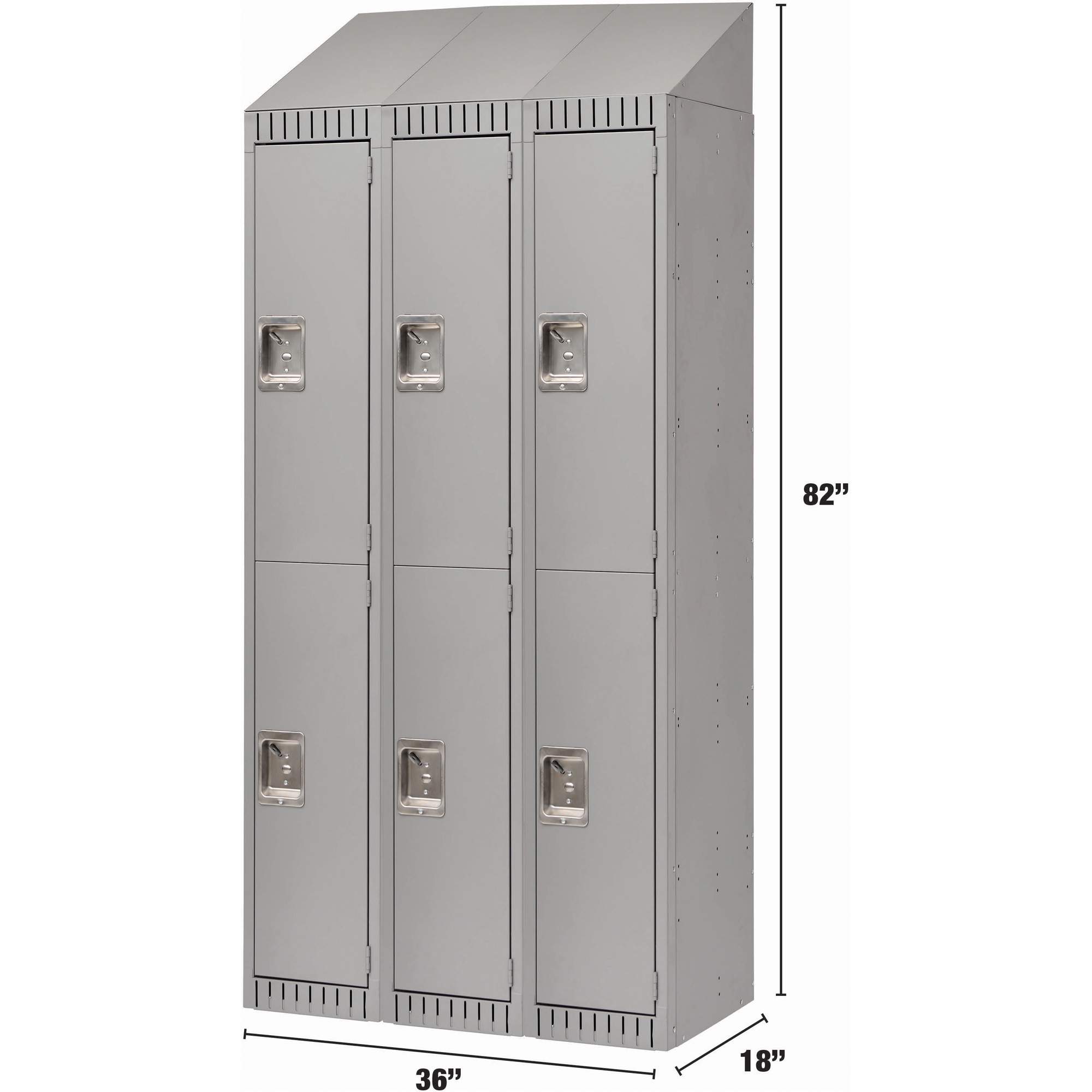 Casiers, 2 niveaux, Bloc de 3, 36" x 18" x 82", Acier, Gris, Démonté – Image 2