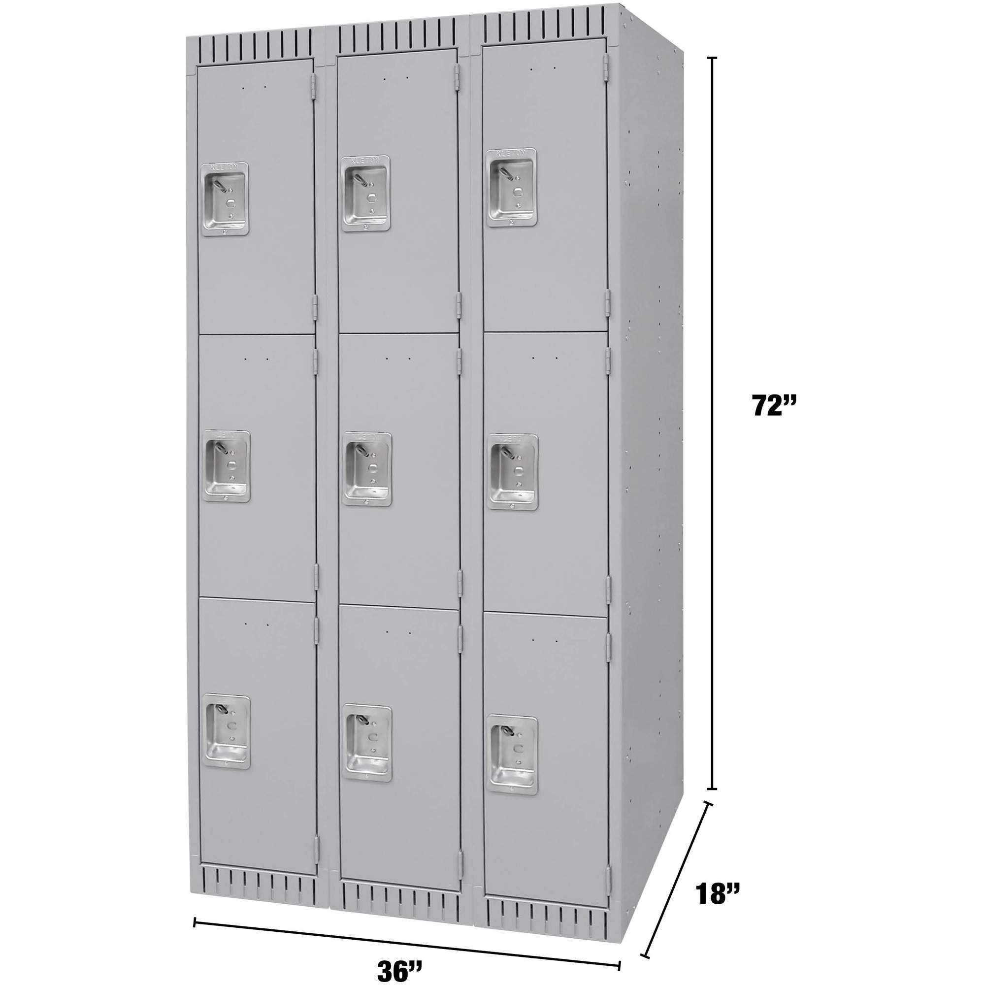 Casiers, 3 niveaux, Bloc de 3, 36" x 18" x 72", Acier, Gris, Démonté – Image 4