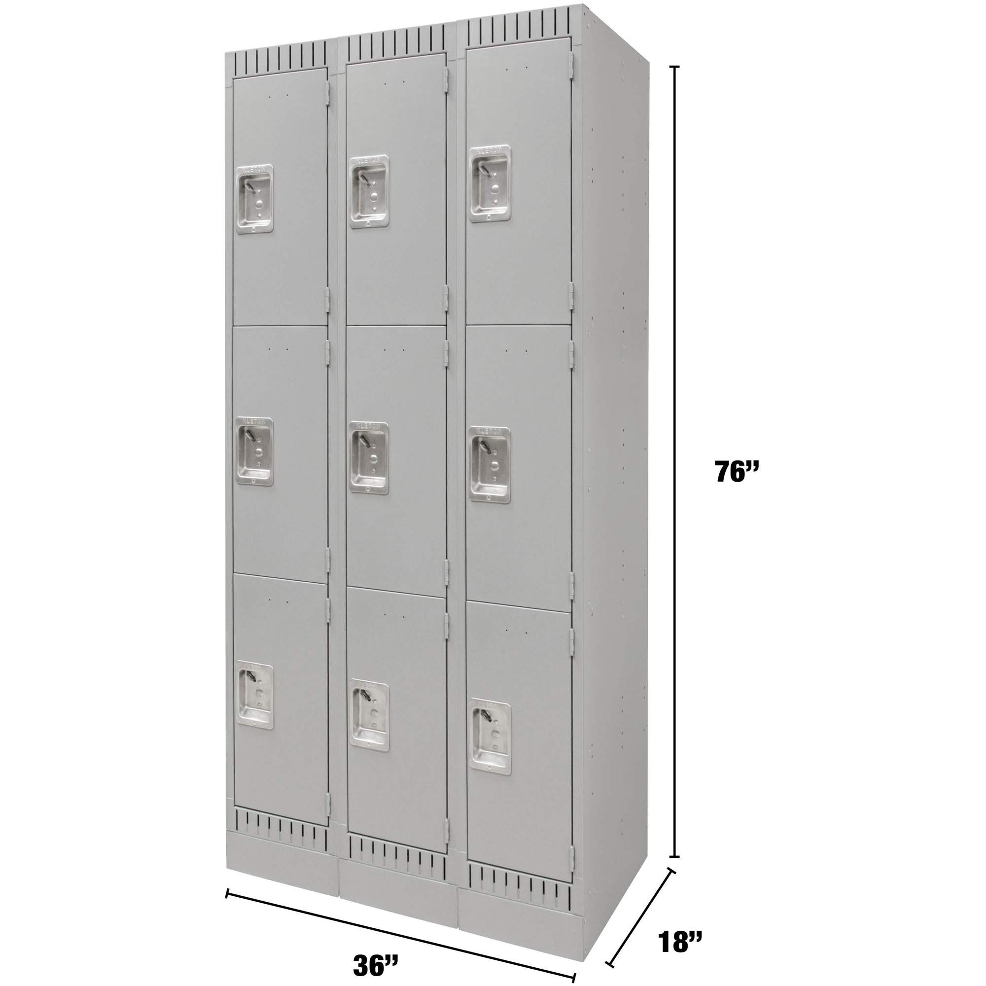 Casiers, 3 niveaux, Bloc de 3, 36" x 18" x 76", Acier, Gris, Démonté – Image 4