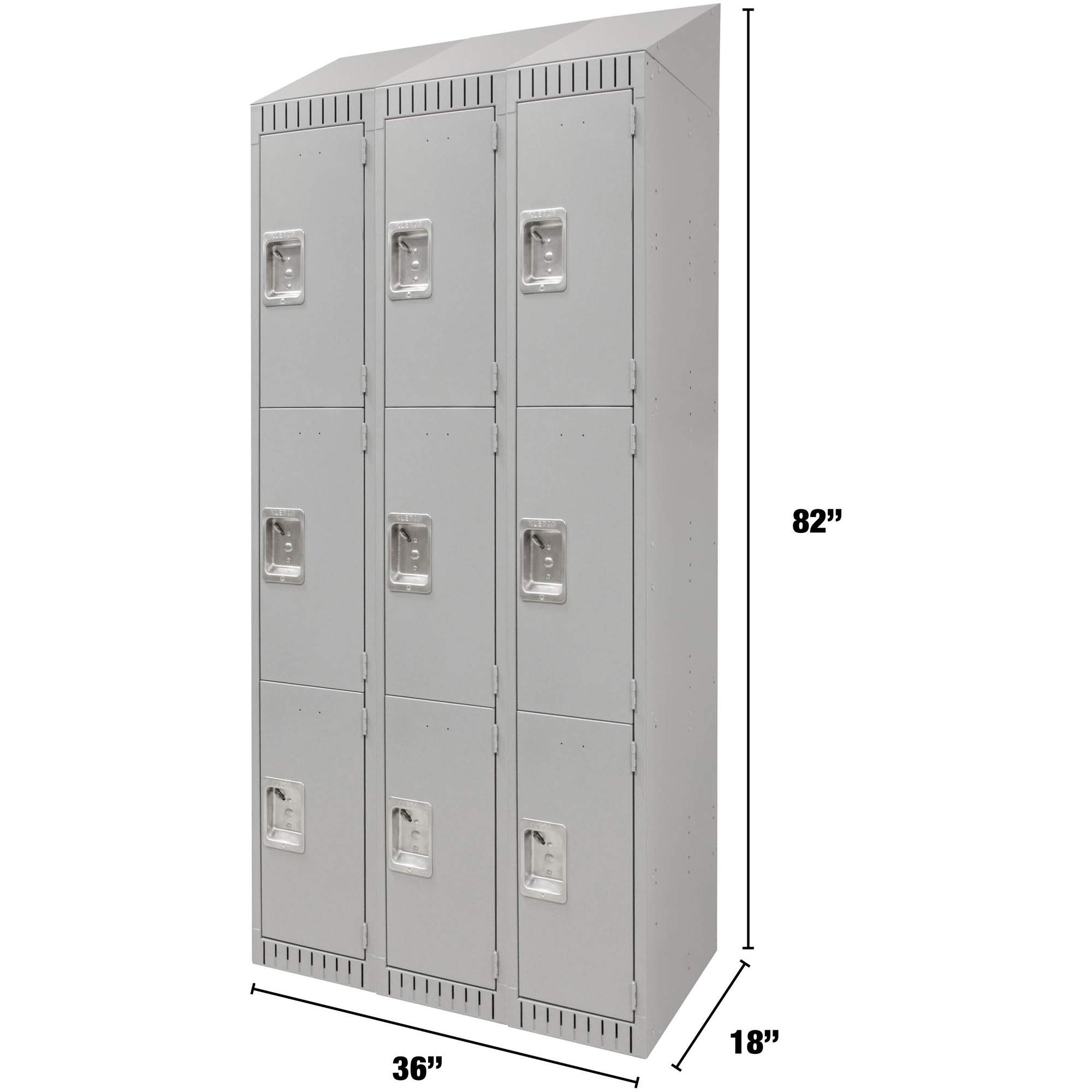 Casiers, 3 niveaux, Bloc de 3, 36" x 18" x 82", Acier, Gris, Démonté – Image 4