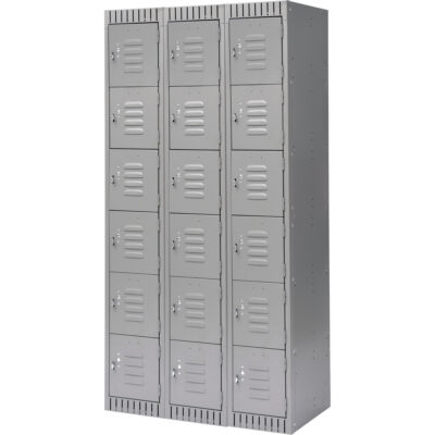 Casiers, 6 niveaux, Bloc de 3, 36" x 18" x 72", Acier, Gris, Démonté