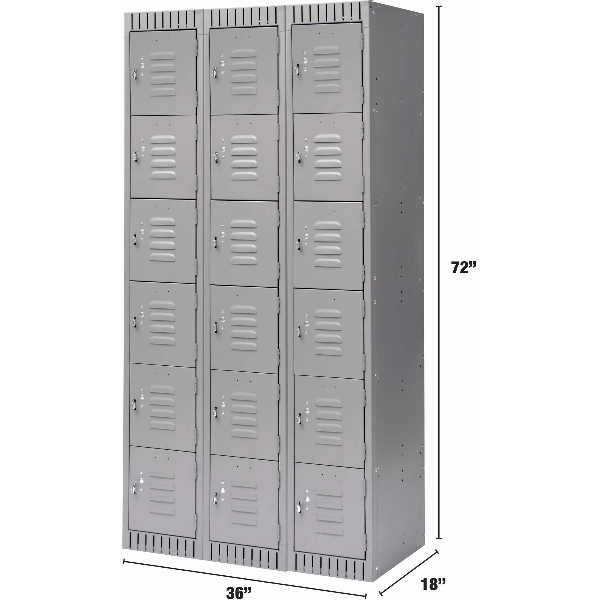 Casiers, 6 niveaux, Bloc de 3, 36" x 18" x 72", Acier, Gris, Démonté – Image 2