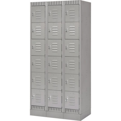 Casiers, 6 niveaux, Bloc de 3, 36" x 18" x 76", Acier, Gris, Démonté