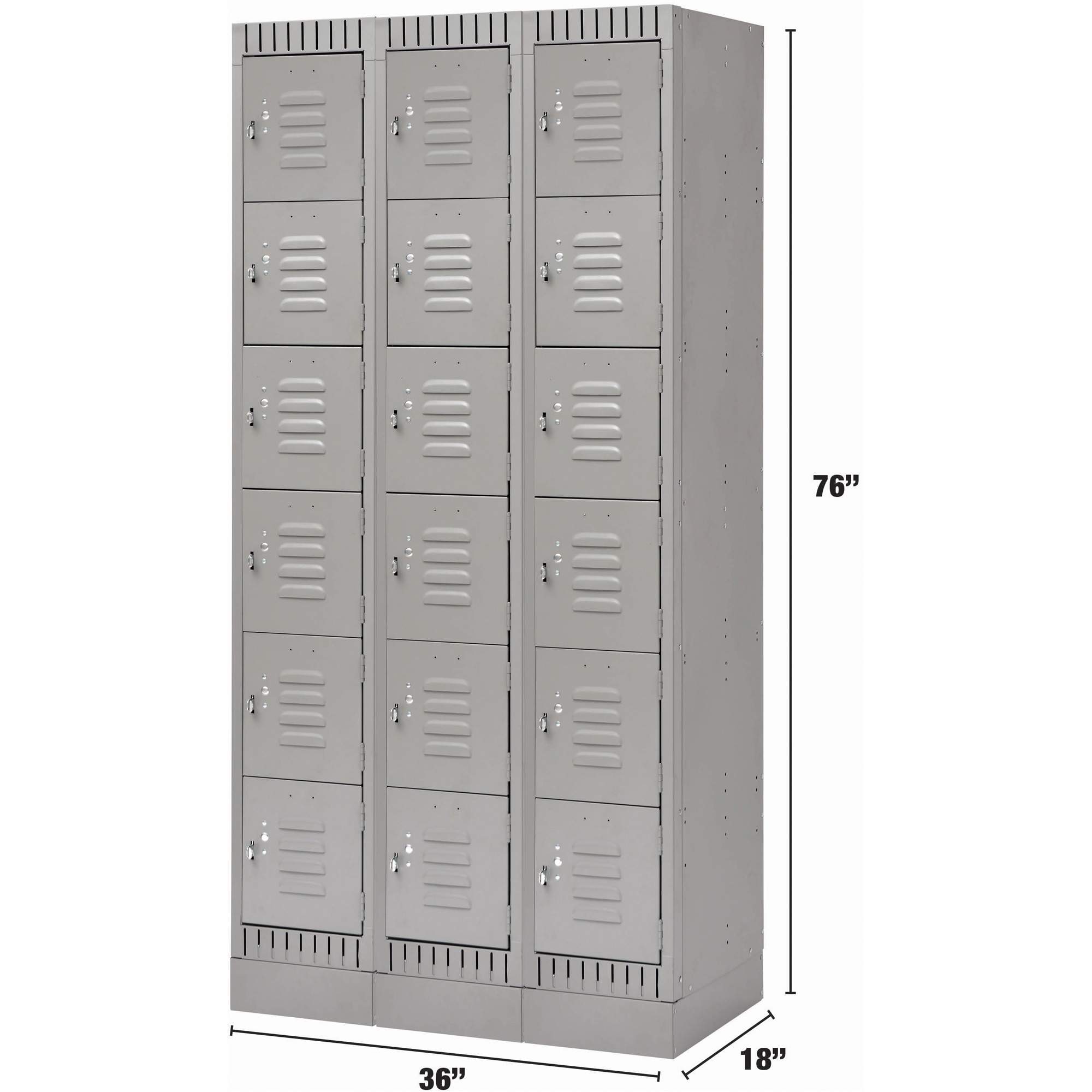 Casiers, 6 niveaux, Bloc de 3, 36" x 18" x 76", Acier, Gris, Démonté – Image 2